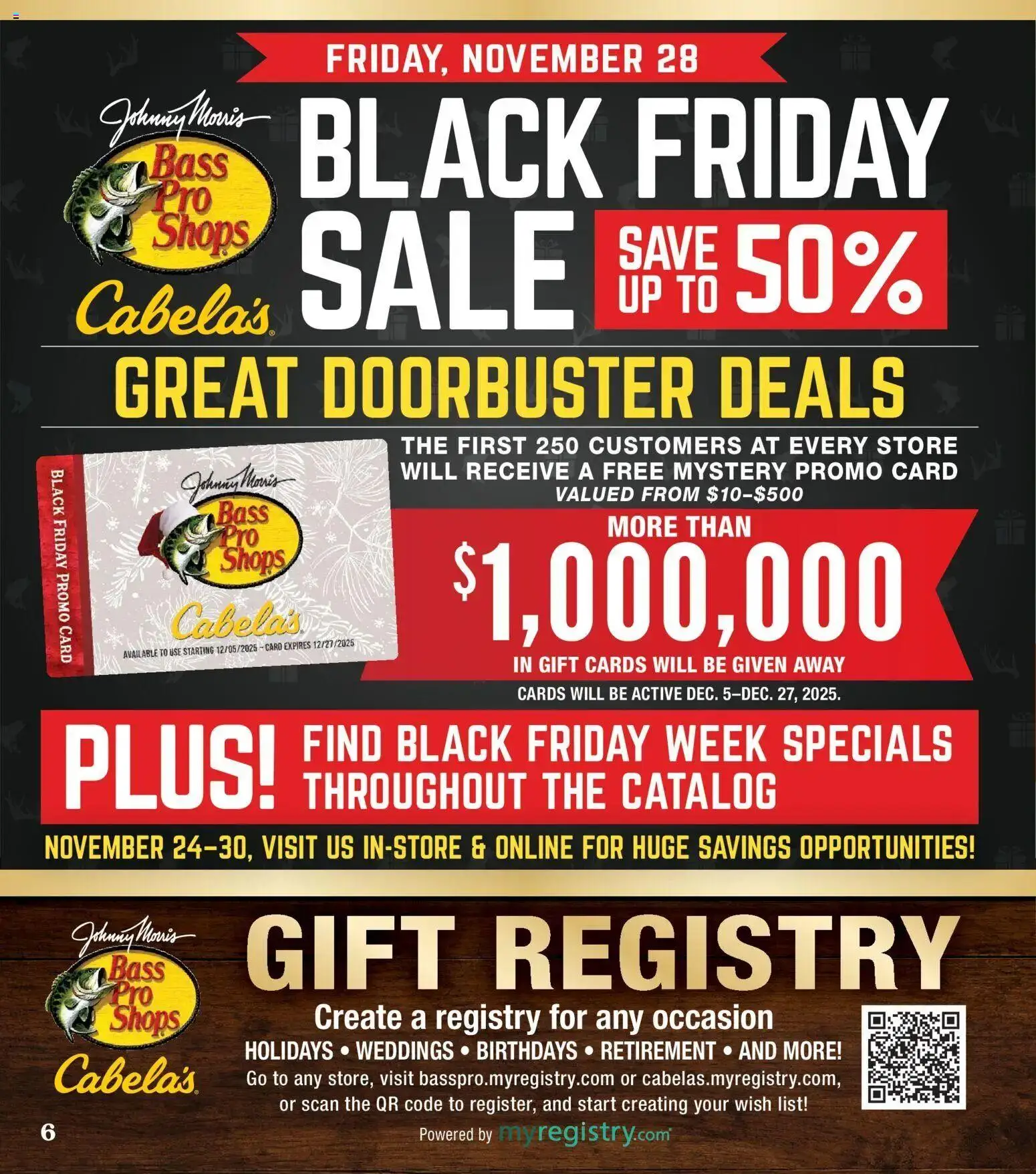Ad Preview of Cabela's Black Friday Notice from 11/28/2025