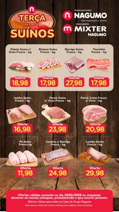 Pré-Visualização do folheto "Ofertas Terça de Cortes Suínos" da loja Nagumo válido a partir de 20/01/2026