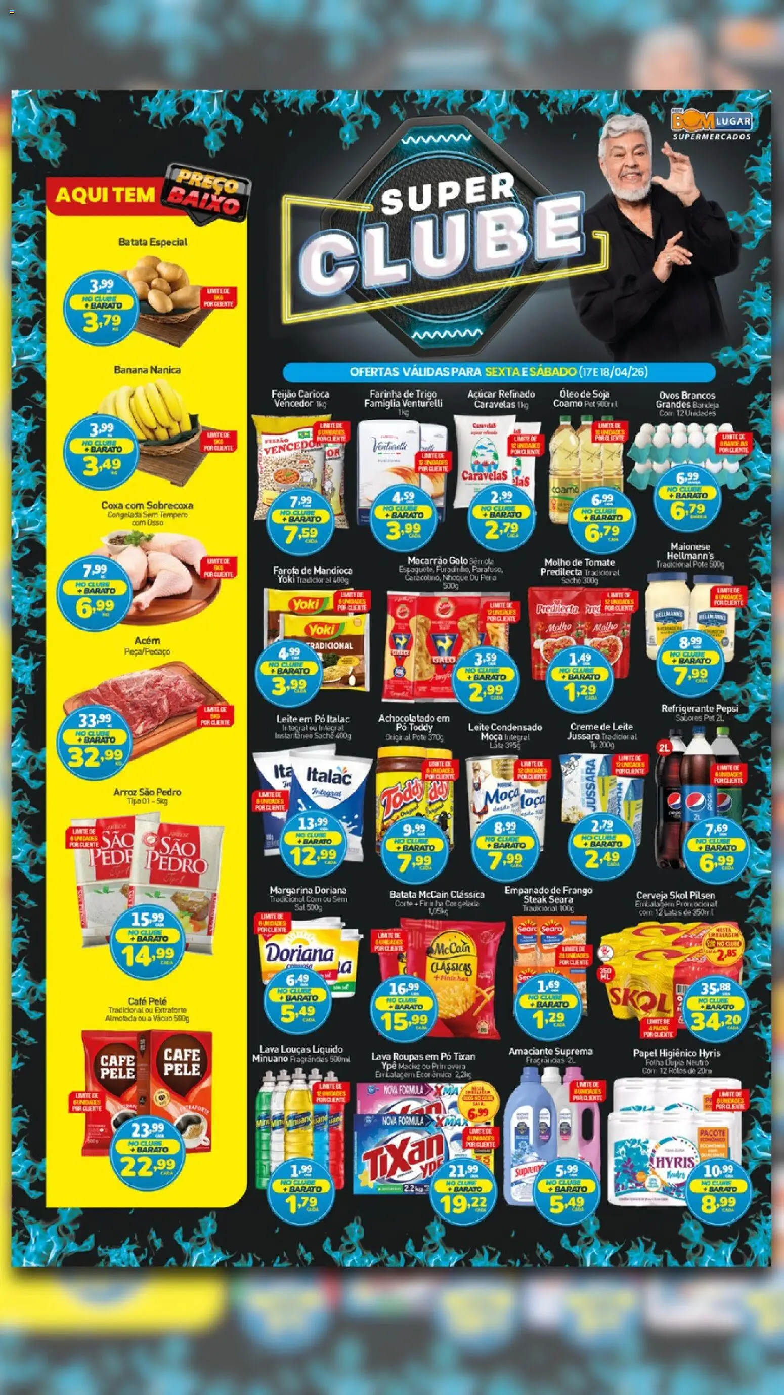 Pré-Visualização do folheto "Rede Bom Lugar - Ofertas da semana" da loja Rede Bom Lugar válido a partir de 17/04/2026 - Sal, Ovos, Creme, Farofa, Papel higiênico, Farinha de trigo, Pó, Lente