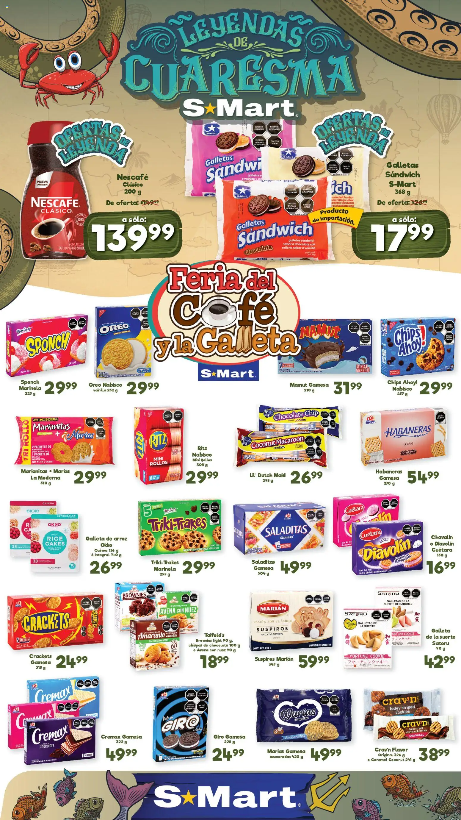 Vista previa las ofertas de la tienda S-Mart - S-Mart folleto Ofertas de feria Chihuahua desde el 20/03/2026 - Galletas, Brownies, Avena, Arroz, Crema, Vainilla, Nuez, Oreo