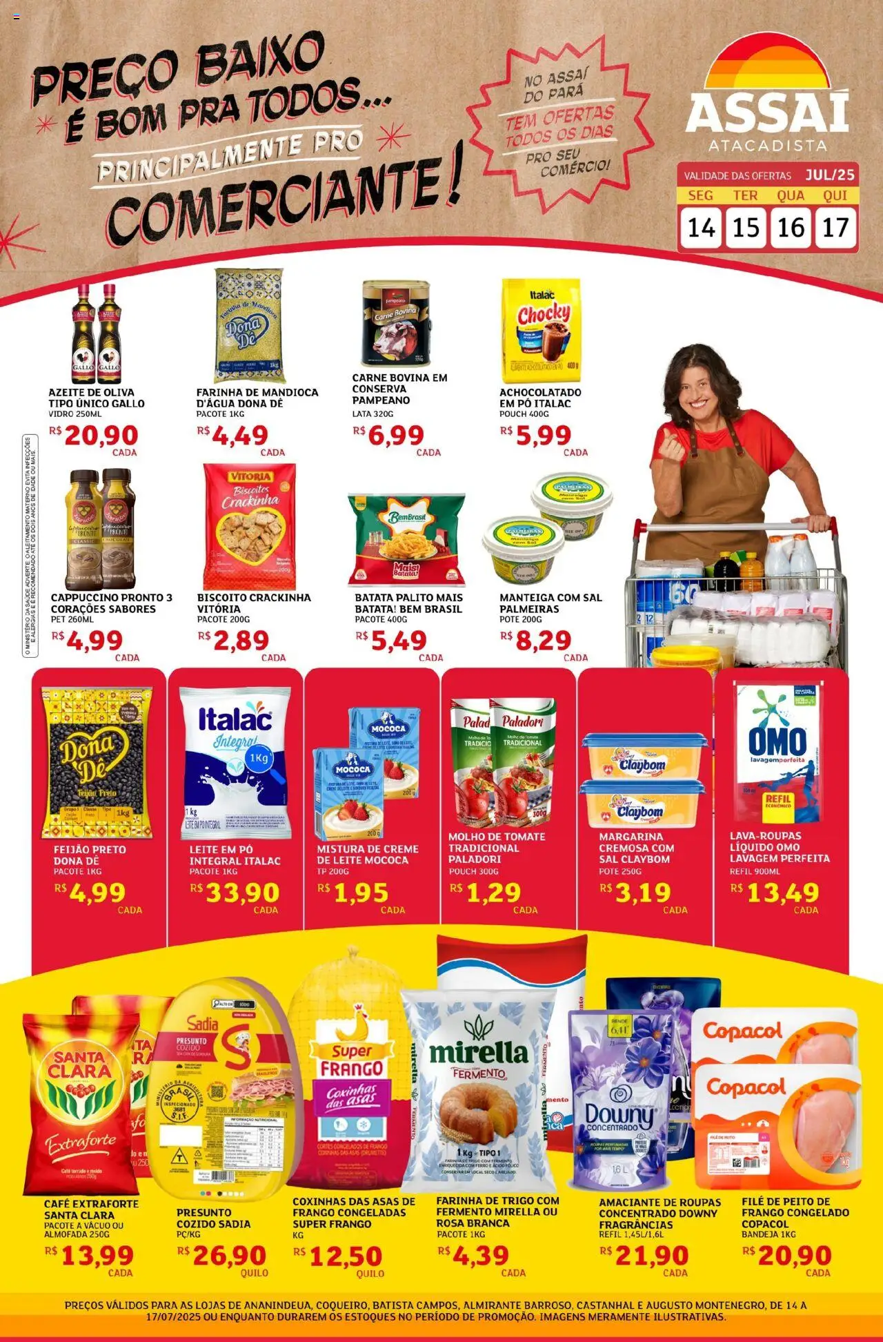 Assaí Atacadista folheto "Encarte - PA" válido a partir de 14/07/2025 - número de página 1 - Ferro, Feijão, Achocolatado, Almofada, Leite, Café, Amaciante, Peito de frango