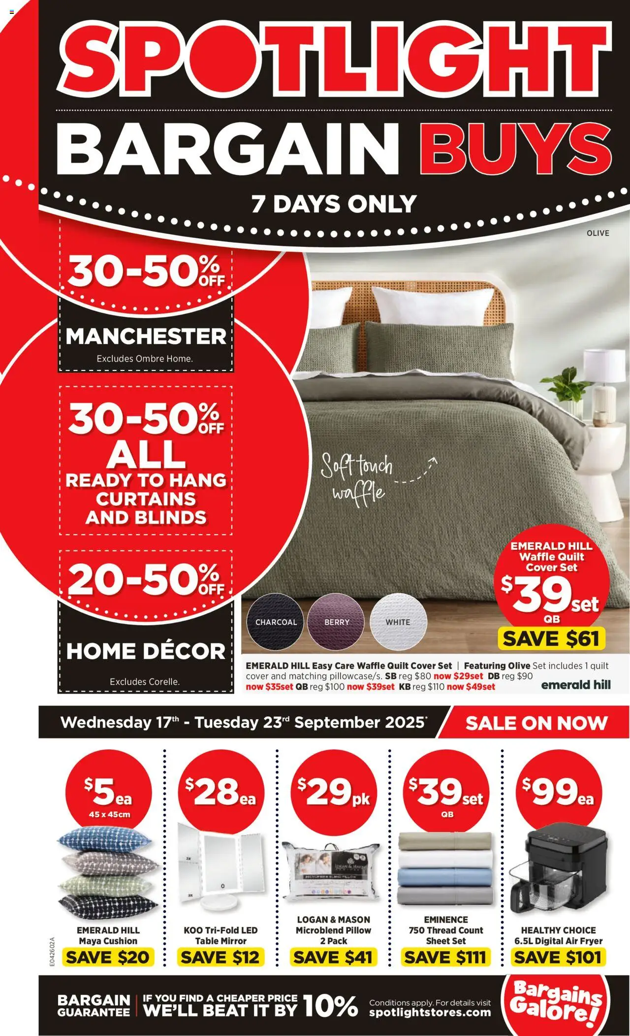 Spotlight catalogue valid from 17/09/2025 - page 1 - Table, Cushion, Blinds, Decor, Mirror, Emerald, Charcoal, Pillow