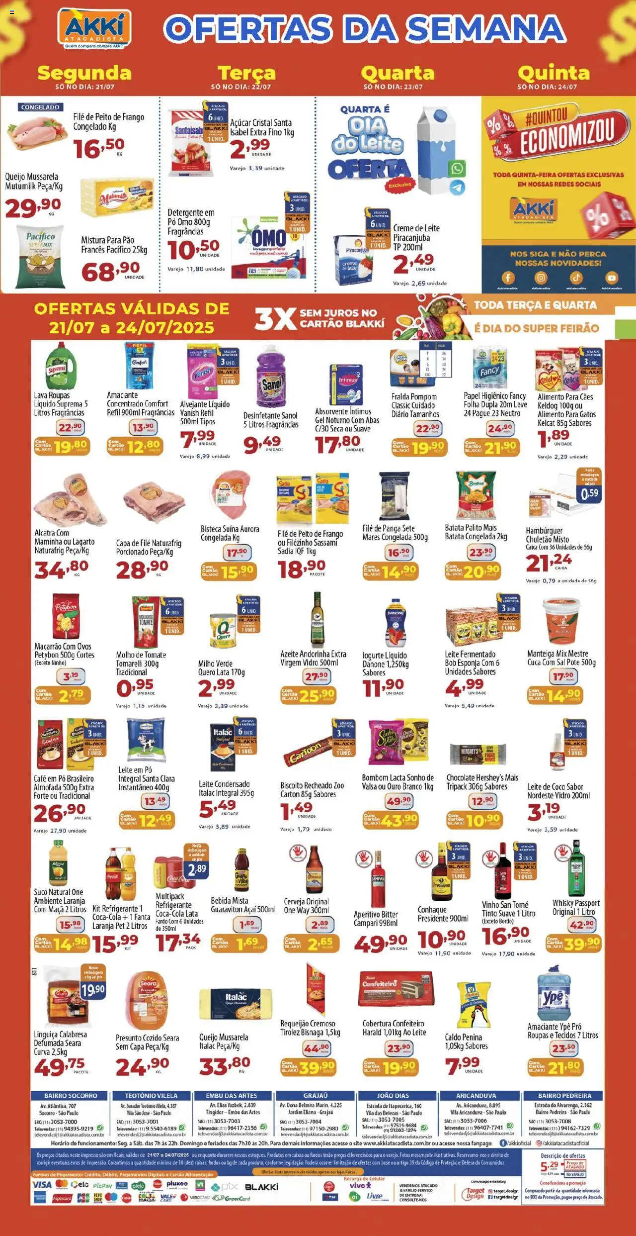 Akki Atacadista folheto "Ofertas da semana" válido a partir de 21/07/2025 - número de página 1 - Celular, Biscoito, Milho verde, Manteiga, Queijo, Vinho, Vanish, Açaí