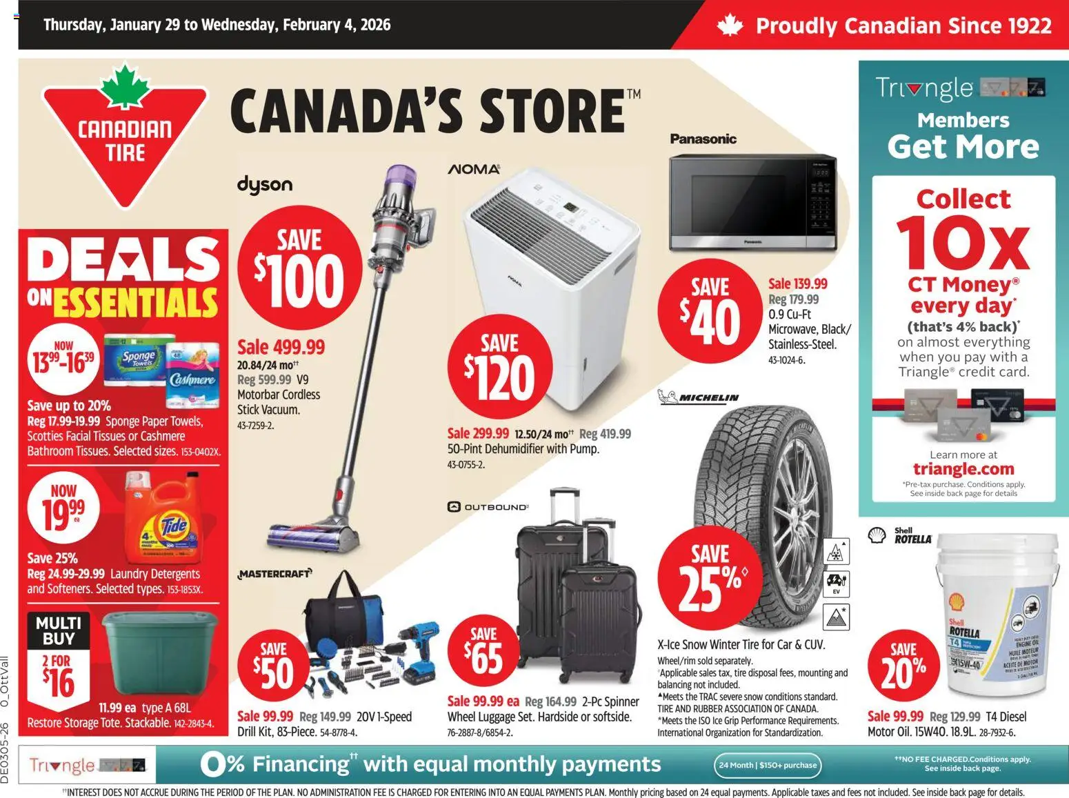 Preview of leaflet Weekly Flyer from shop Canadian Tire is valid from Jan 29, 2026 - Ice, Luggage, Towels, Sponge, Tissues