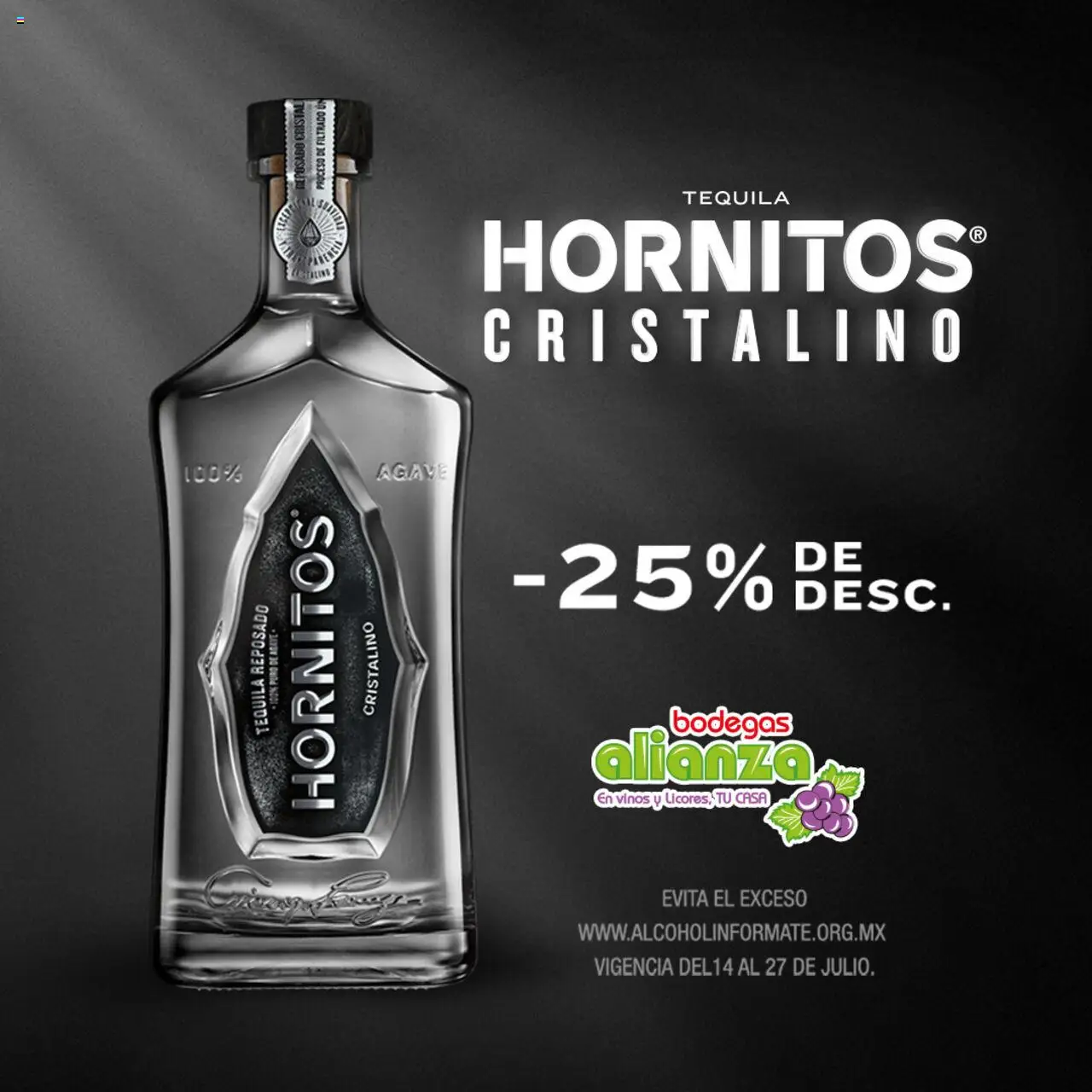 Catálogo Hornitos Cristalino Bodegas Alianza y sus promociones válidas desde el 14/07/2025 - Número de página 1 - Tequila, Agave
