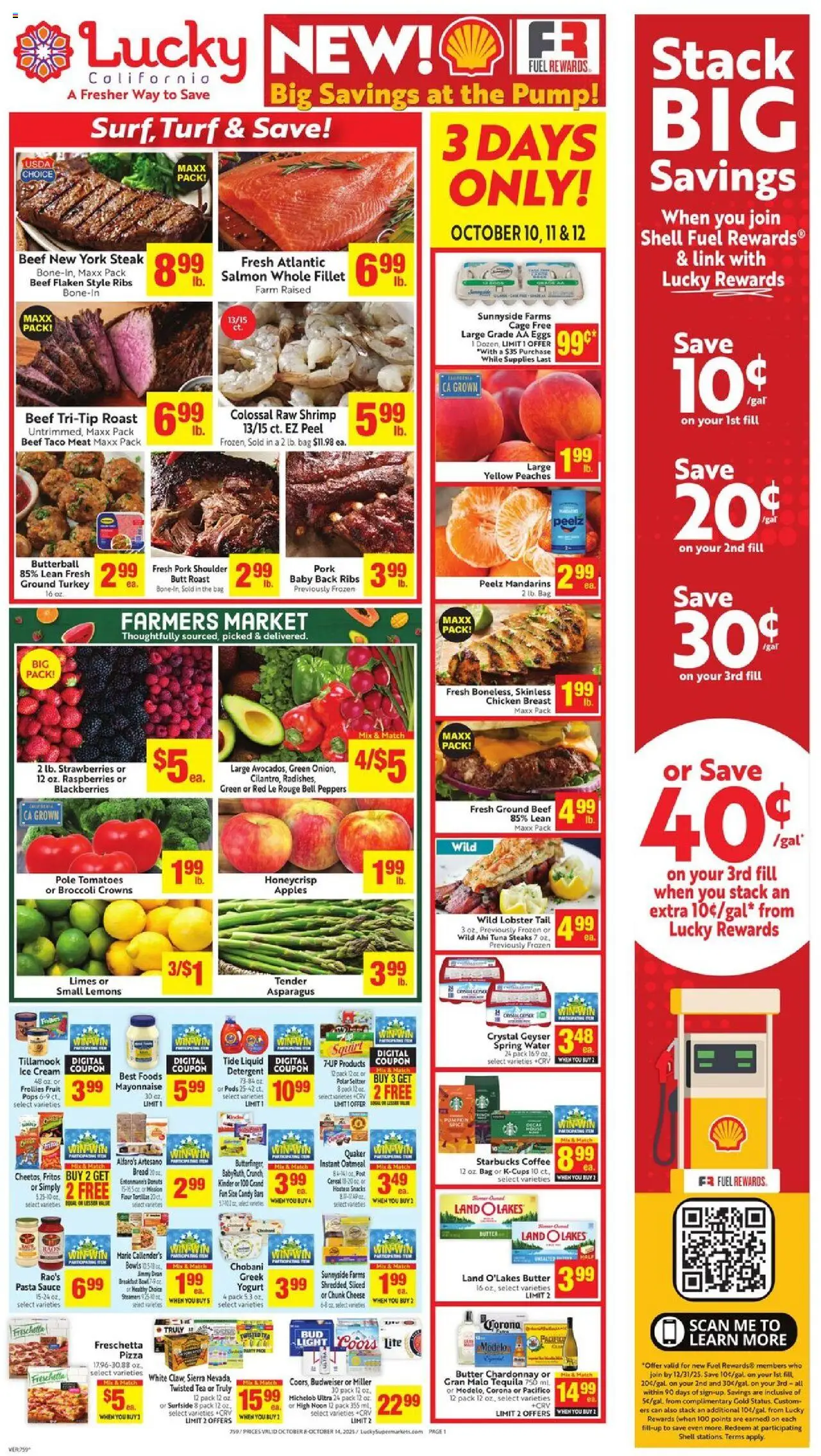 Lucky Supermarkets Weekly Ad from 10/08/2025 - Flyer - Page number 1