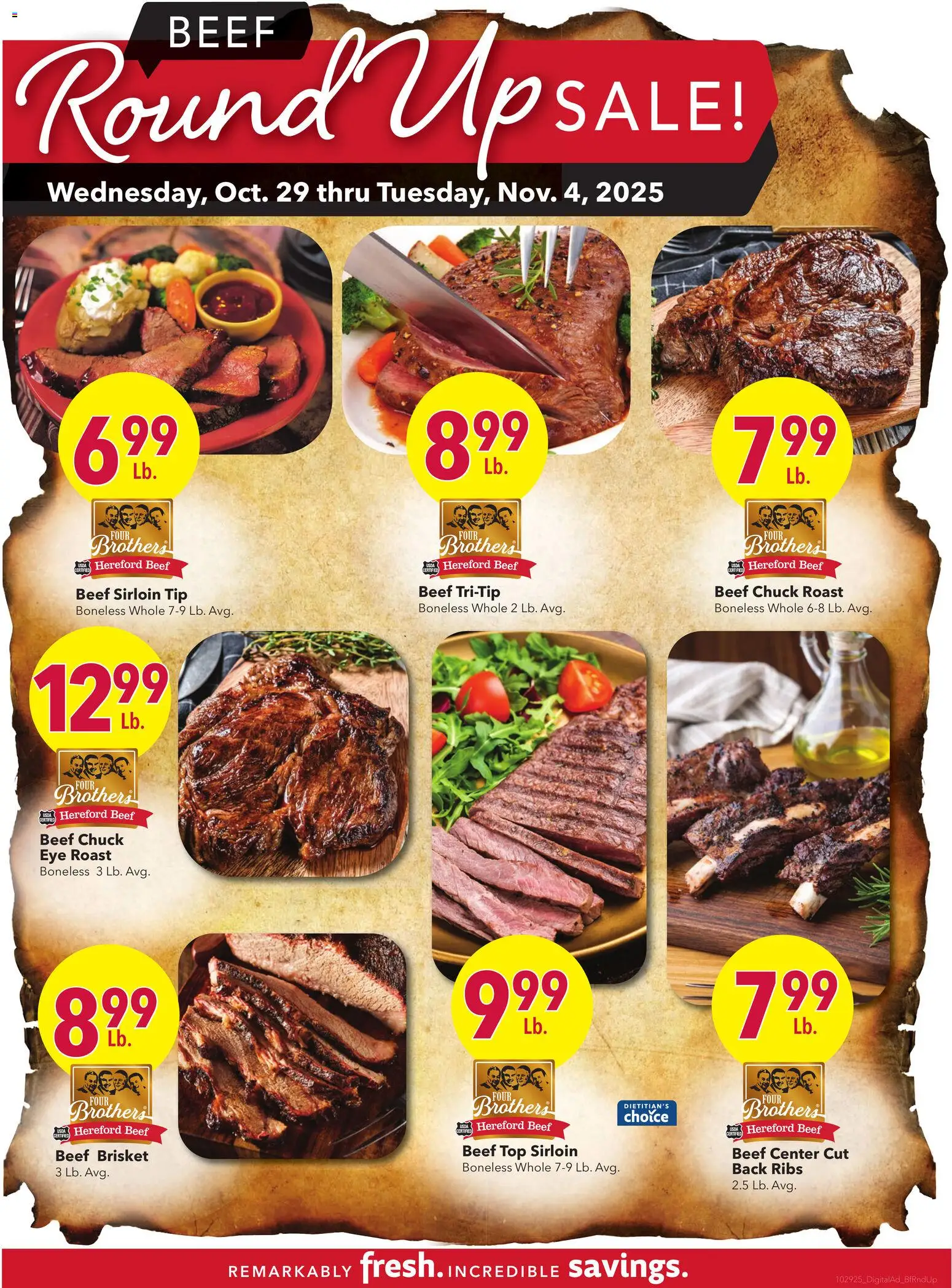 Ad Preview of Cash Wise Beef Round Up from 10/29/2025 - Beef, Beef chuck, Beef sirloin