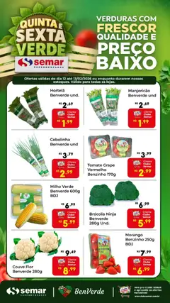 Pré-Visualização do folheto "Ofertas Quinta e Sexta Verde" da loja Semar Supermercado válido a partir de 12/02/2026