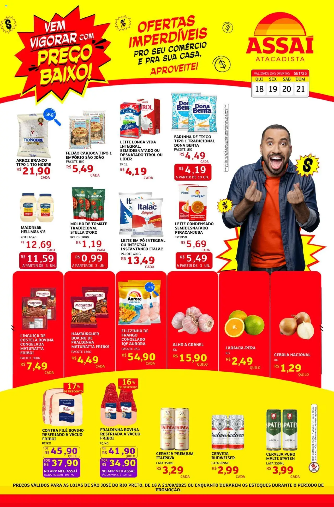 Assaí Atacadista folheto "Encarte - SP" válido a partir de 18/09/2025 - número de página 1 - Leite condensado, Bebida, Frango, Tomate, Maionese, Fraldinha, Molho de tomate, Farinha