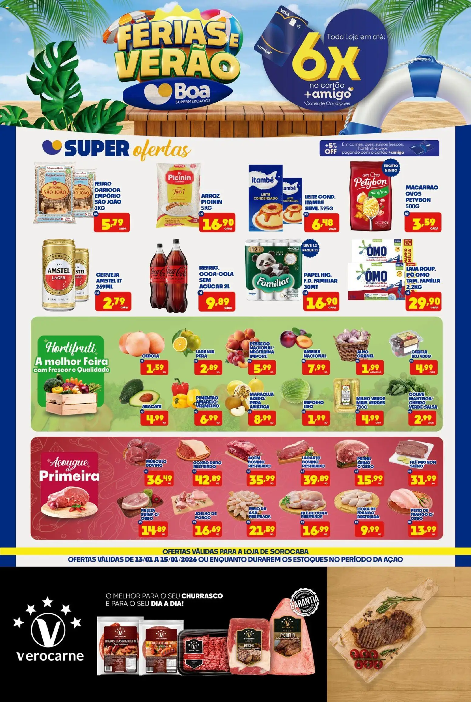 Pré-Visualização do folheto "Ofertas da semana" da loja Boa Supermercados válido a partir de 13/01/2026 - Cerveja, Leite condensado, Ovos, Pera, Cebola, Alho, Milho verde, Pimentão