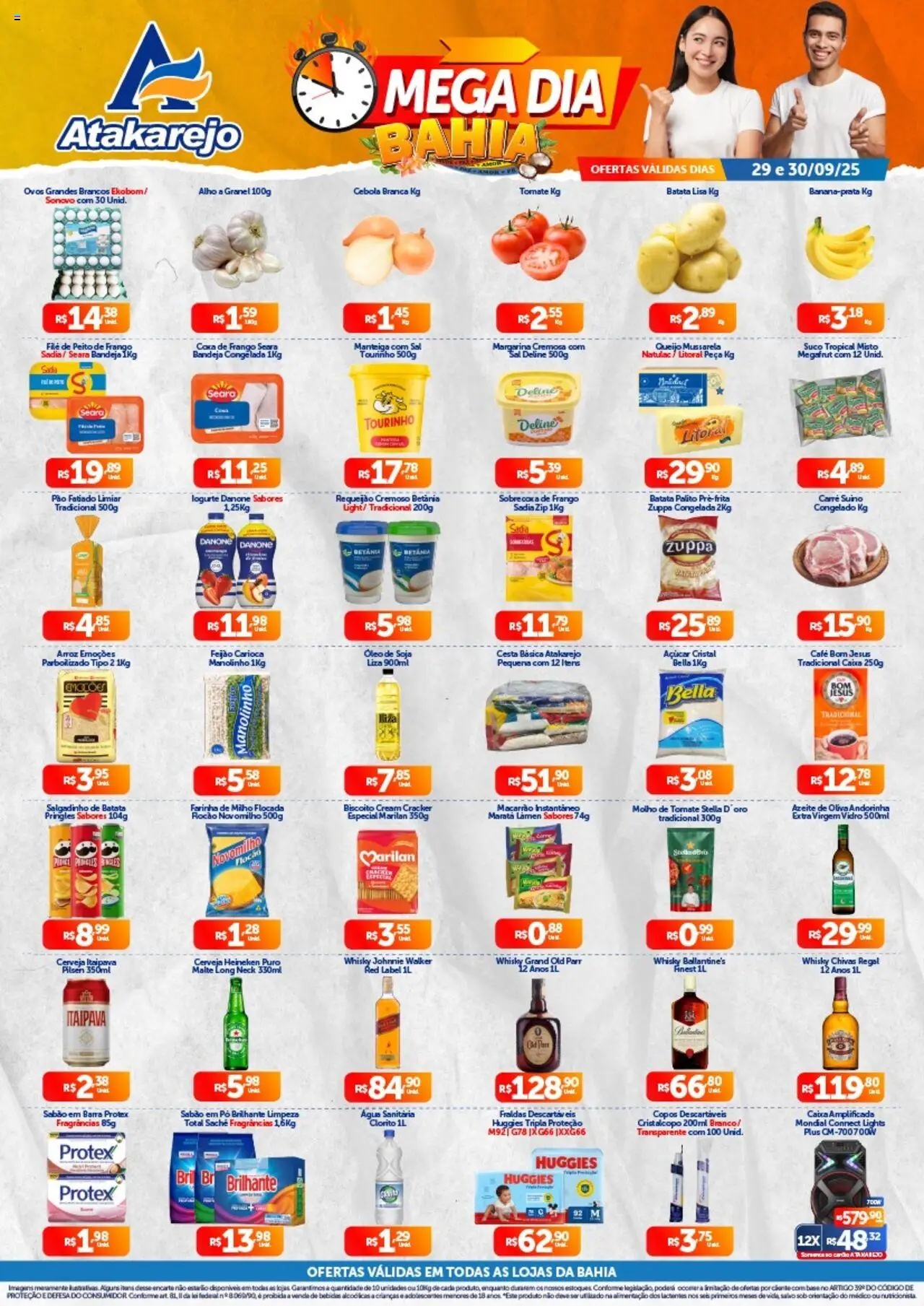 Atakarejo folheto "Encarte" válido a partir de 29/09/2025 - número de página 1 - Óleo, Queijo, Suco, Copos, Bandeja, Água sanitária, Sabão em barra, Ballantine’s