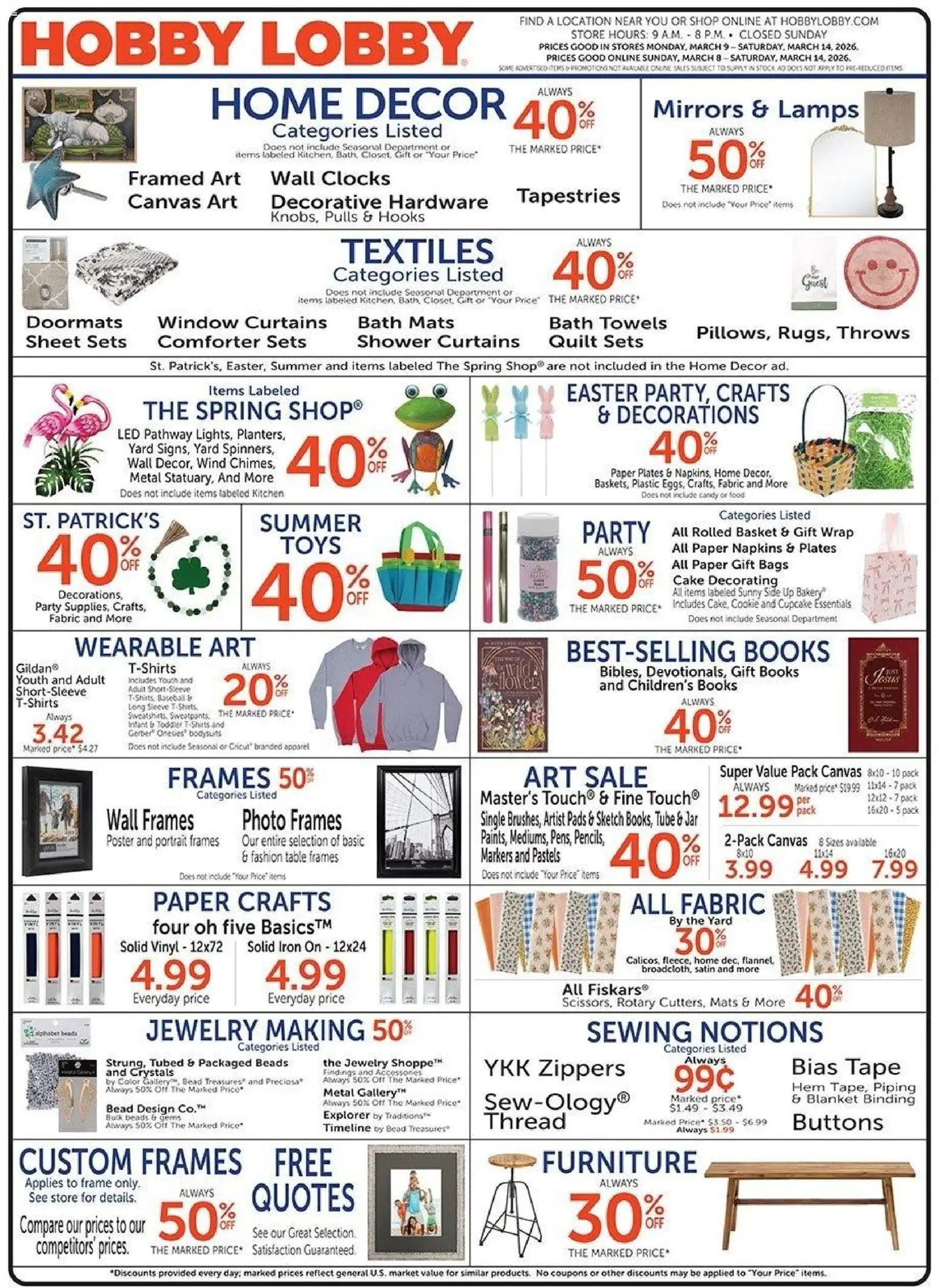 Ad Preview of Hobby Lobby Hobby Lobby Weekly Ad from 03/08/2026