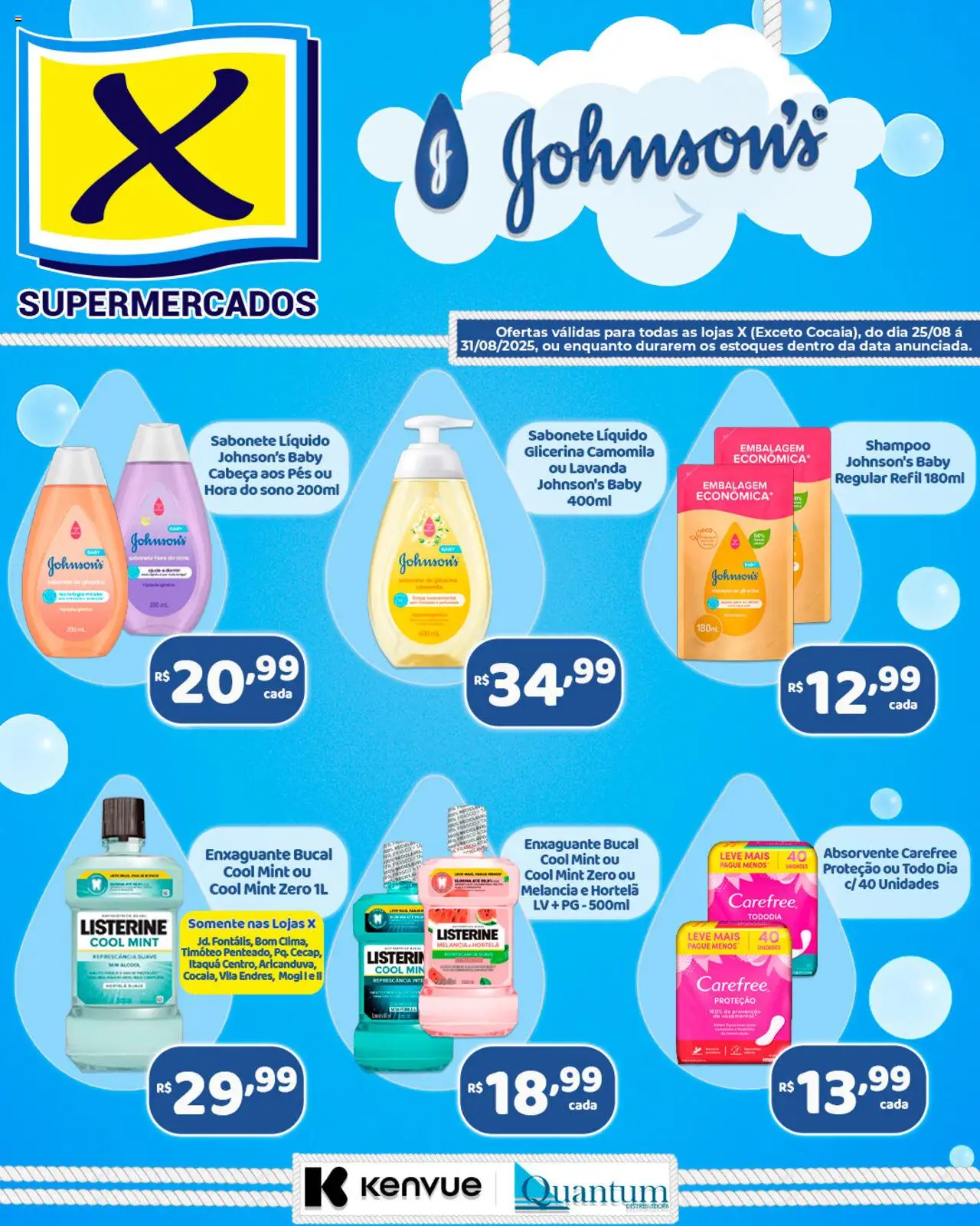 X Supermercados folheto "Ofertas Johnson & Johnson" válido a partir de 25/08/2025 - número de página 1