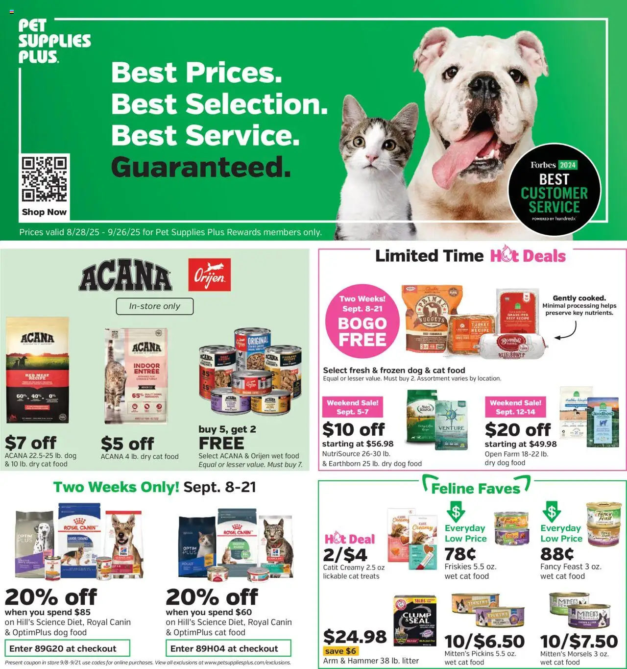 Pet Supplies Plus Weekly Ad from 09/08/2025 - Flyer - Page number 1 - Turkey, Dog Food, Cat Food, Beef, Hammer