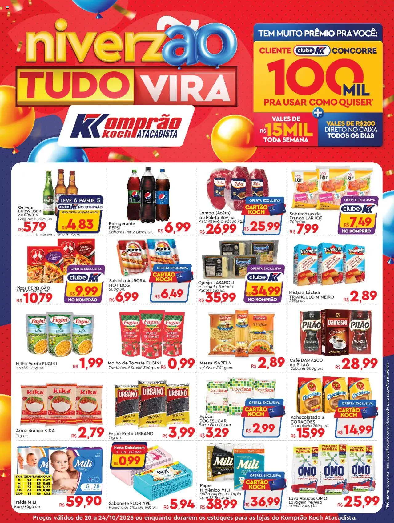 Pré-Visualização do folheto "Ofertas da semana" da loja Komprao Atacadista válido a partir de 20/10/2025 - Pizza, Frango, Lombo, Acém