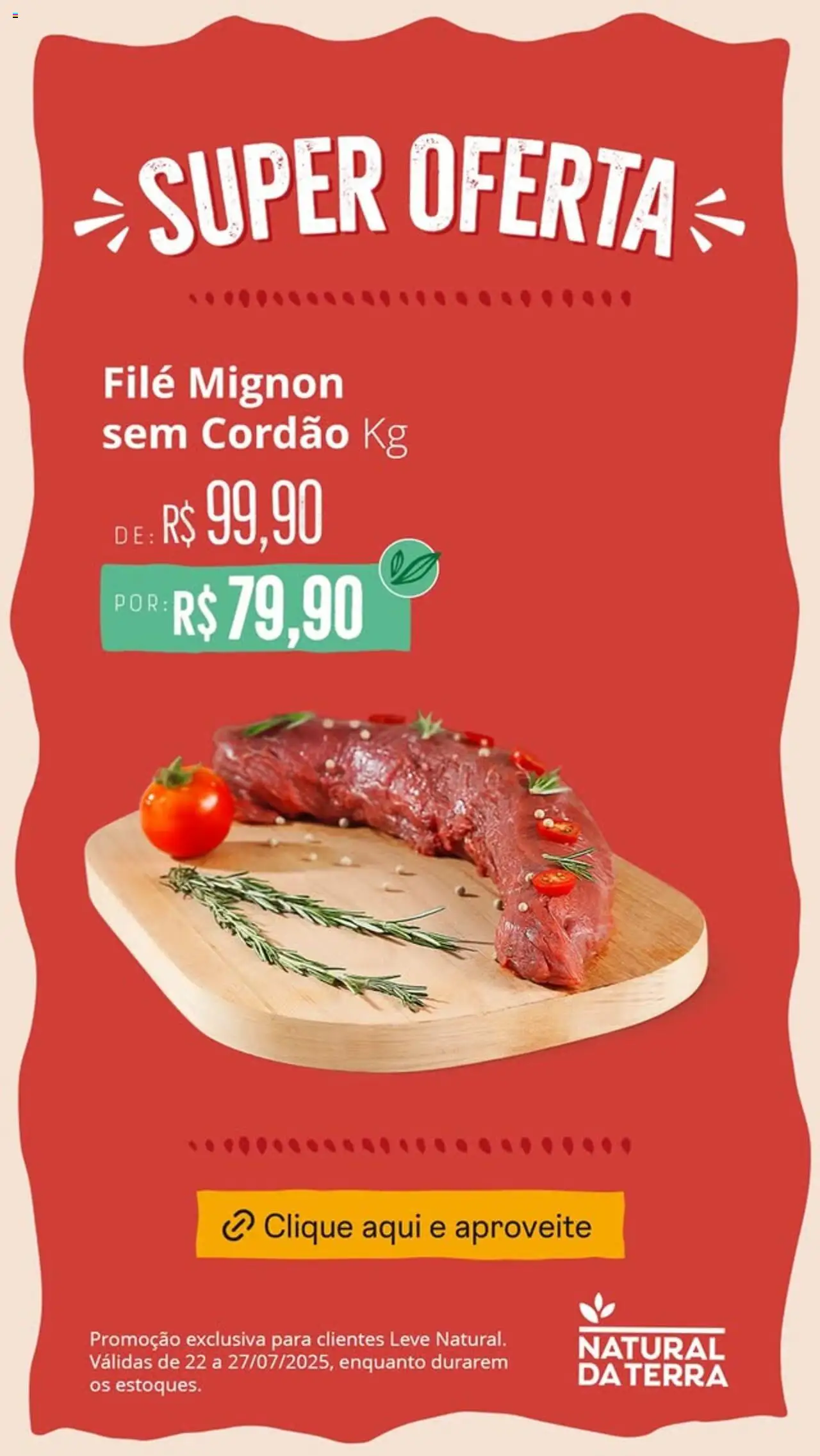 Natural da Terra folheto "Ofertas da semana" válido a partir de 22/07/2025 - número de página 1 - Filé mignon