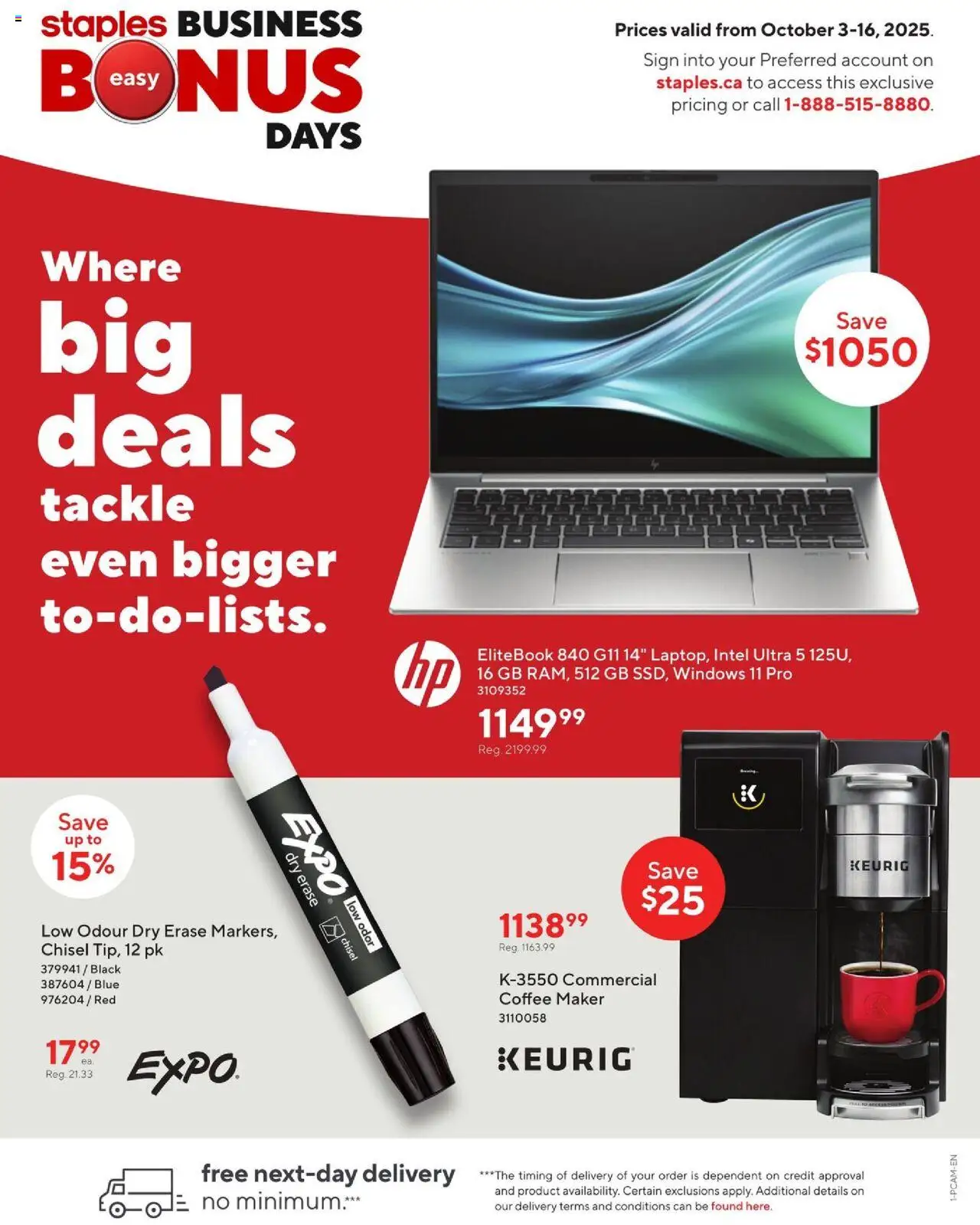 Staples flyer valid from Oct 03, 2025 - page number 1