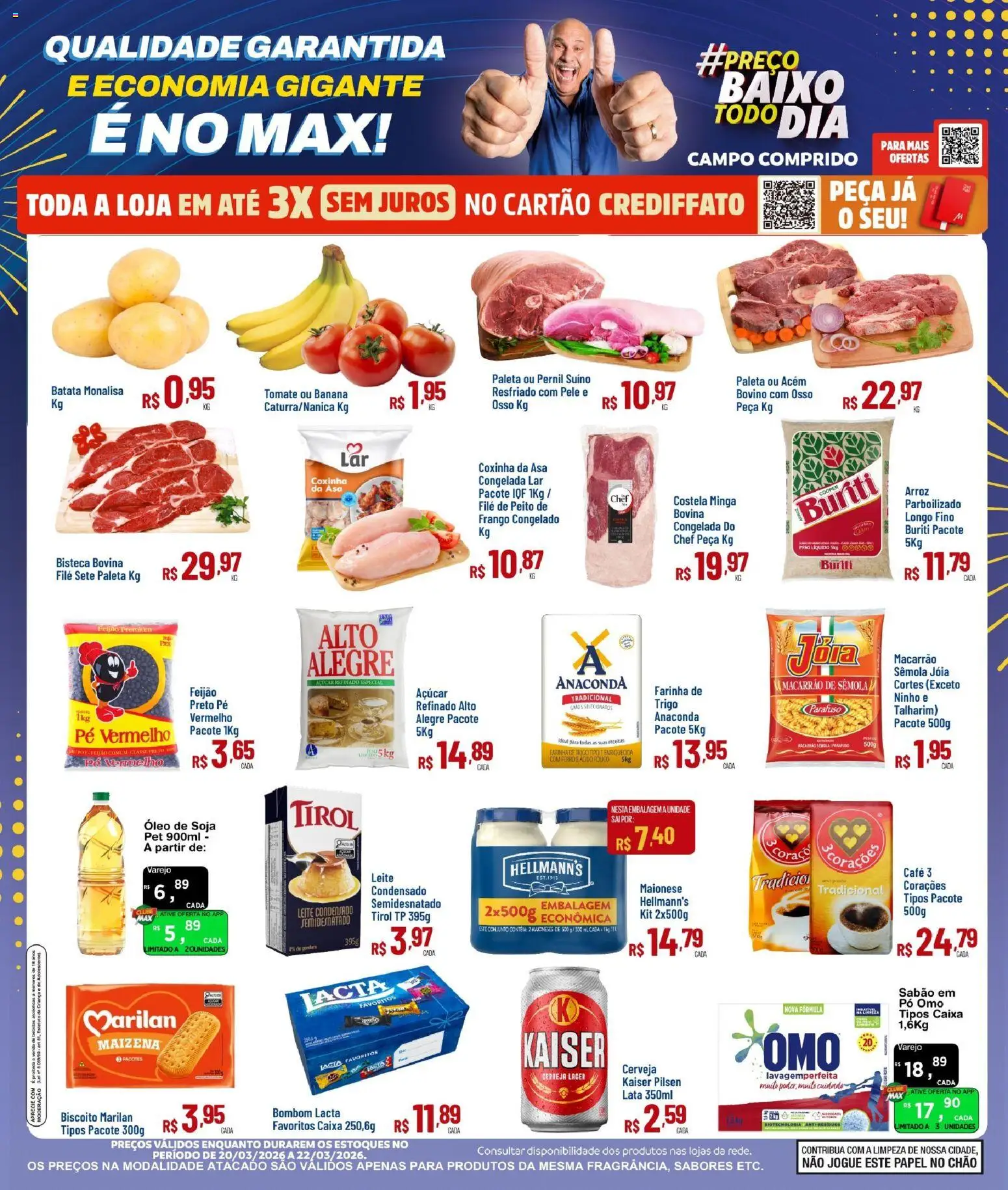 Pré-Visualização do folheto "Max Atacadista ofertas FDS" da loja Max Atacadista válido a partir de 20/03/2026 - Óleo, Arroz, Biscoito, Leite, Sabão em pó, Pó, Pernil, Sabão