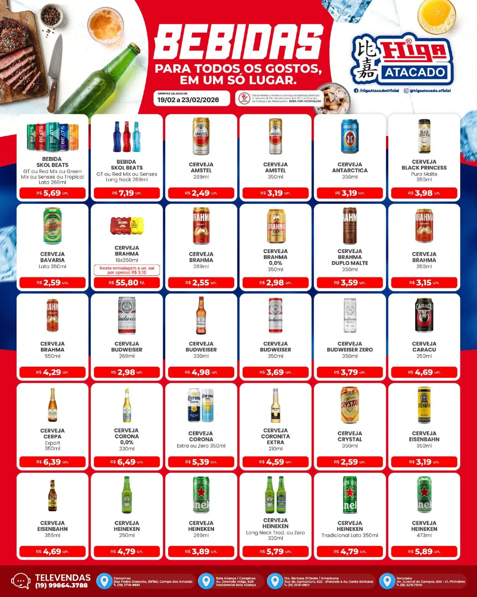 Pré-Visualização do folheto "Ofertas Festival de Bebidas" da loja Higa Atacado válido a partir de 19/02/2026