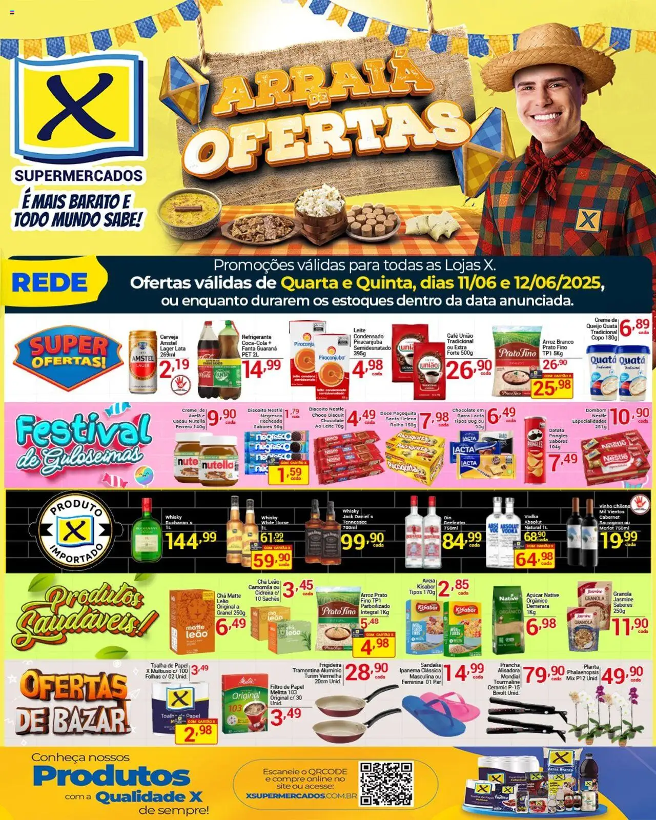 X Supermercados folheto "Ofertas da semana" válido a partir de 11/06/2025 - número de página 1 - Queijo, Café, Chocolate, Vinho, Cerveja, Fanta, Granola, Especialidades