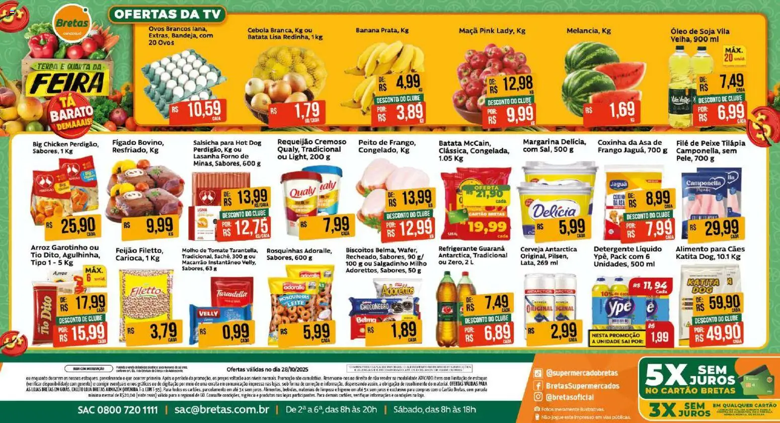 Pré-Visualização do folheto "Ofertas do Dia" da loja Bretas válido a partir de 28/10/2025