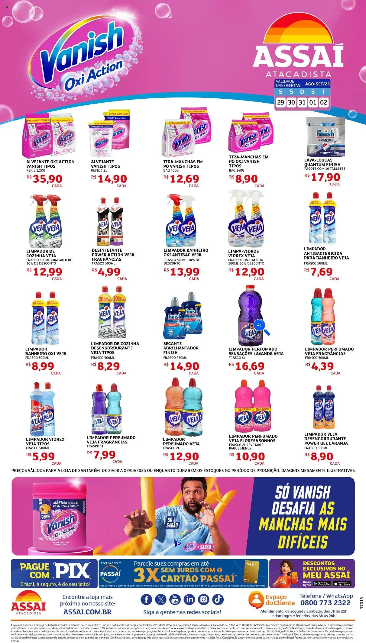Assaí Atacadista folheto "Encarte - PA" válido a partir de 29/08/2025 - número de página 1 - Telefone, Base, Desinfetante, Vanish, Pó, Cloro, Sabão, Abrilhantador