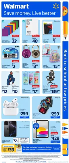 Preview of leaflet Back to School from shop Walmart is valid from Aug 21, 2025