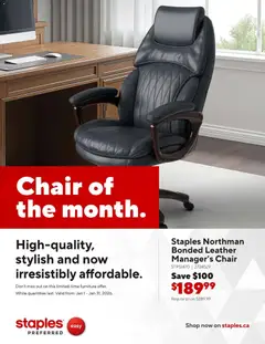 Preview of leaflet Business Flyer- Chair of the month. from shop Staples is valid from Jan 01, 2026