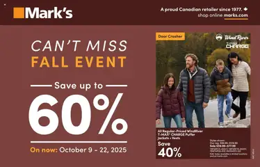 Un aperçu du dépliant Weekly flyer / circulaire du magasin Mark's est valide à partir 9 oct. 2025