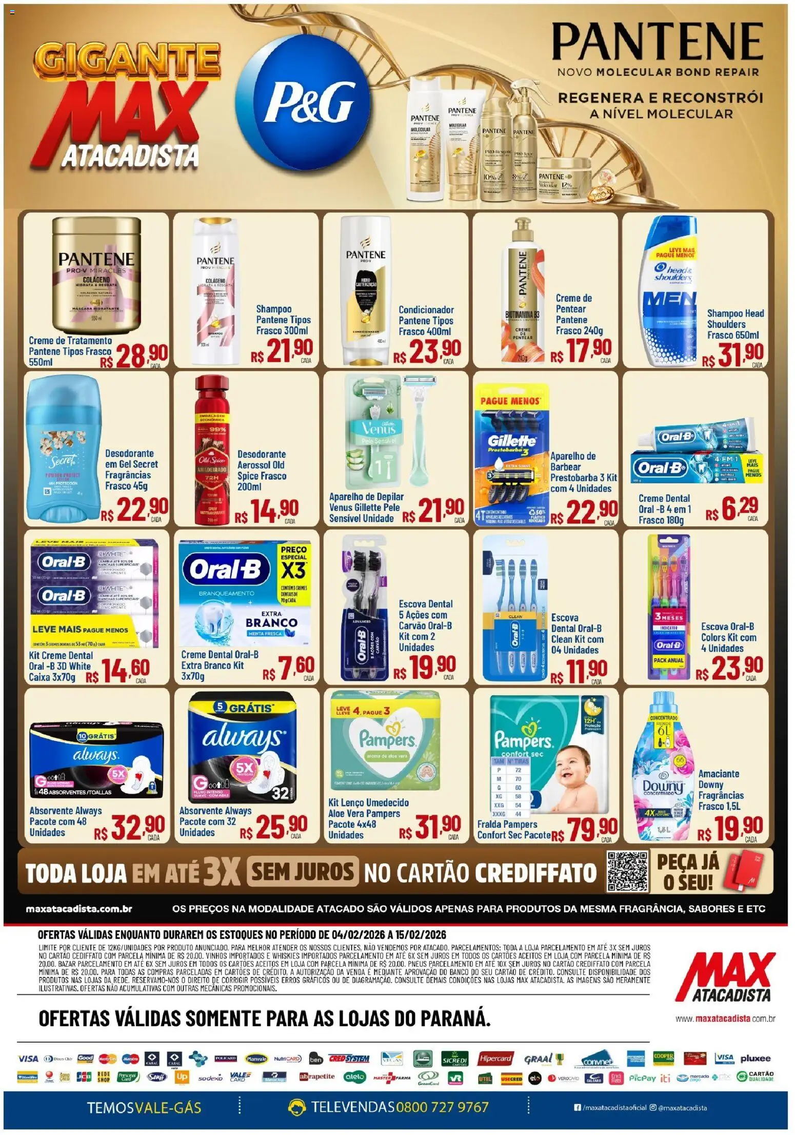Pré-Visualização do folheto "Ofertas P&G" da loja Max Atacadista válido a partir de 04/02/2026