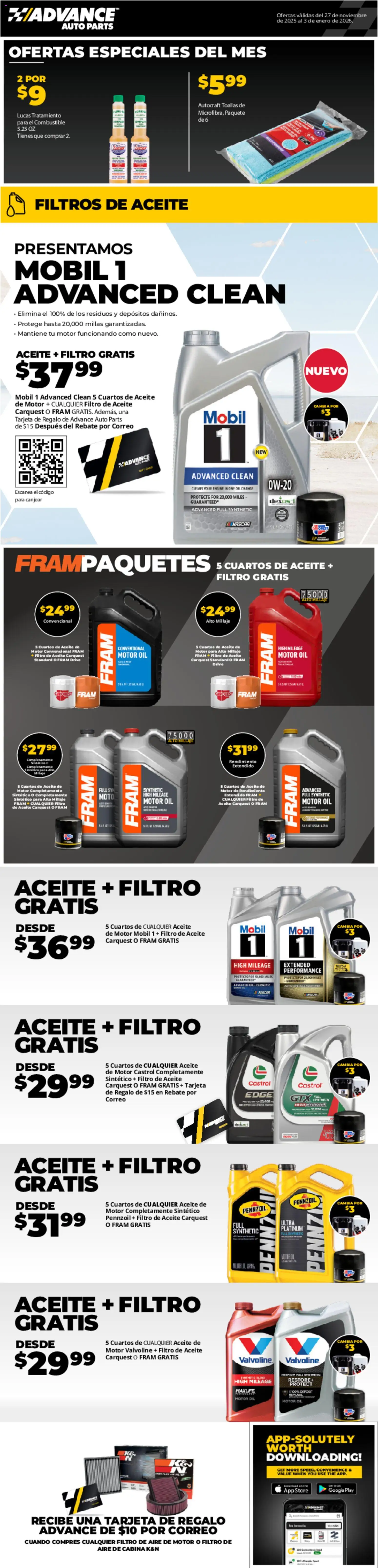 Ad Preview of Advance Auto Parts Weekly Ad - Spanish from 11/27/2025