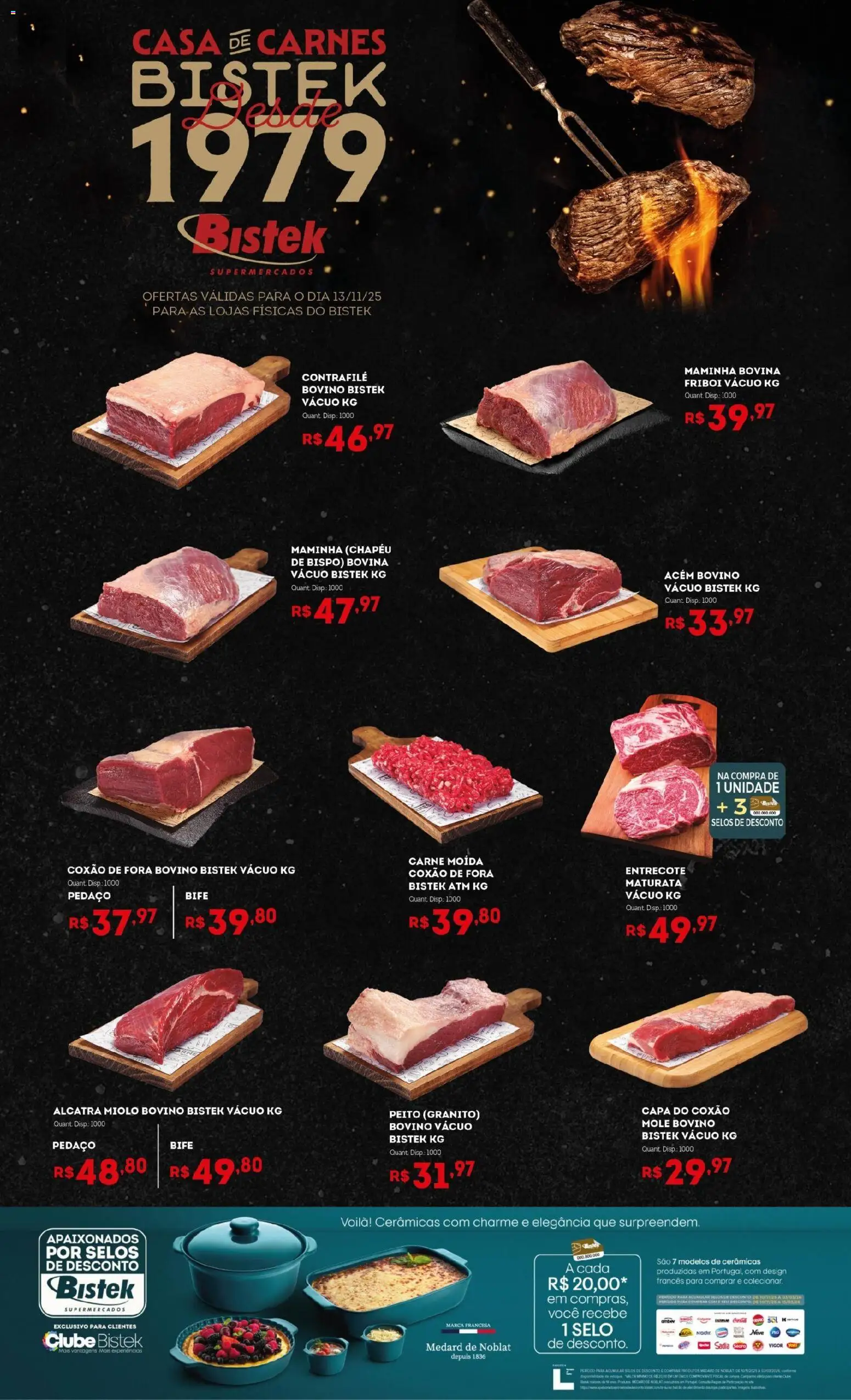 Pré-Visualização do folheto "Ofertas Quinta das Carnes" da loja Bistek Supermercados válido a partir de 13/11/2025 - Chapéu, Carne, Carne moída, Alcatra, Maminha, Acém