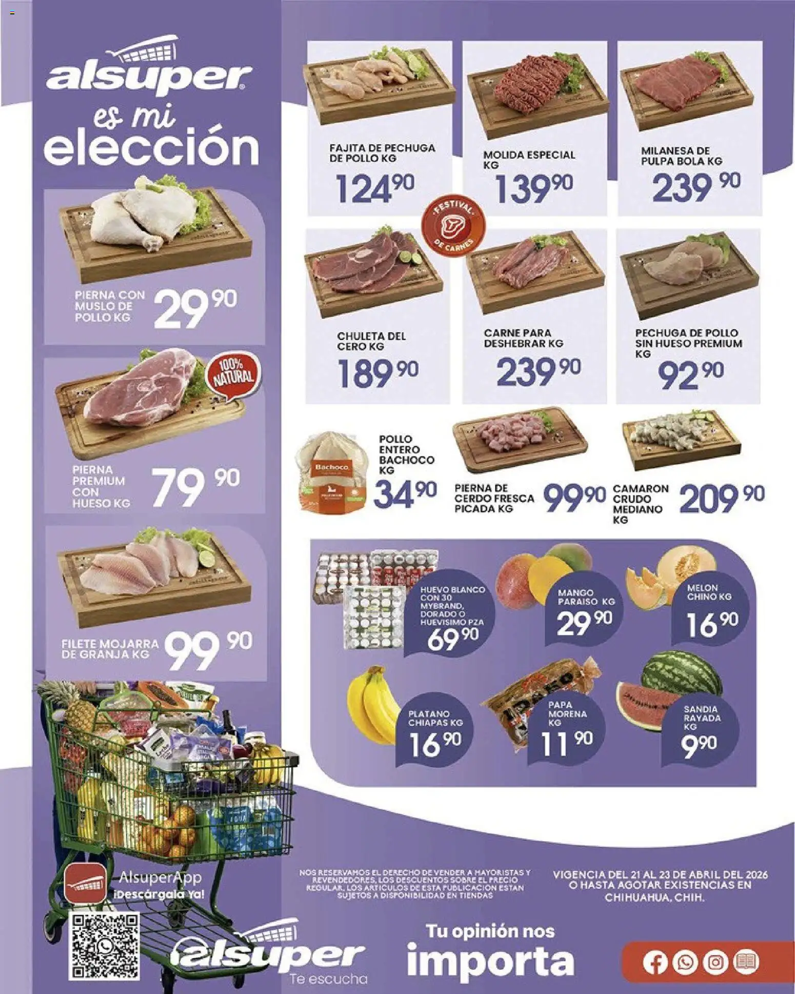 Vista previa las ofertas de la tienda Alsuper - Alsuper folleto Chihuahua-Ciudad desde el 21/04/2026 - Mango, Sandía, Huevo, Sobre, Milanesa, Chuleta, Filete, Melón