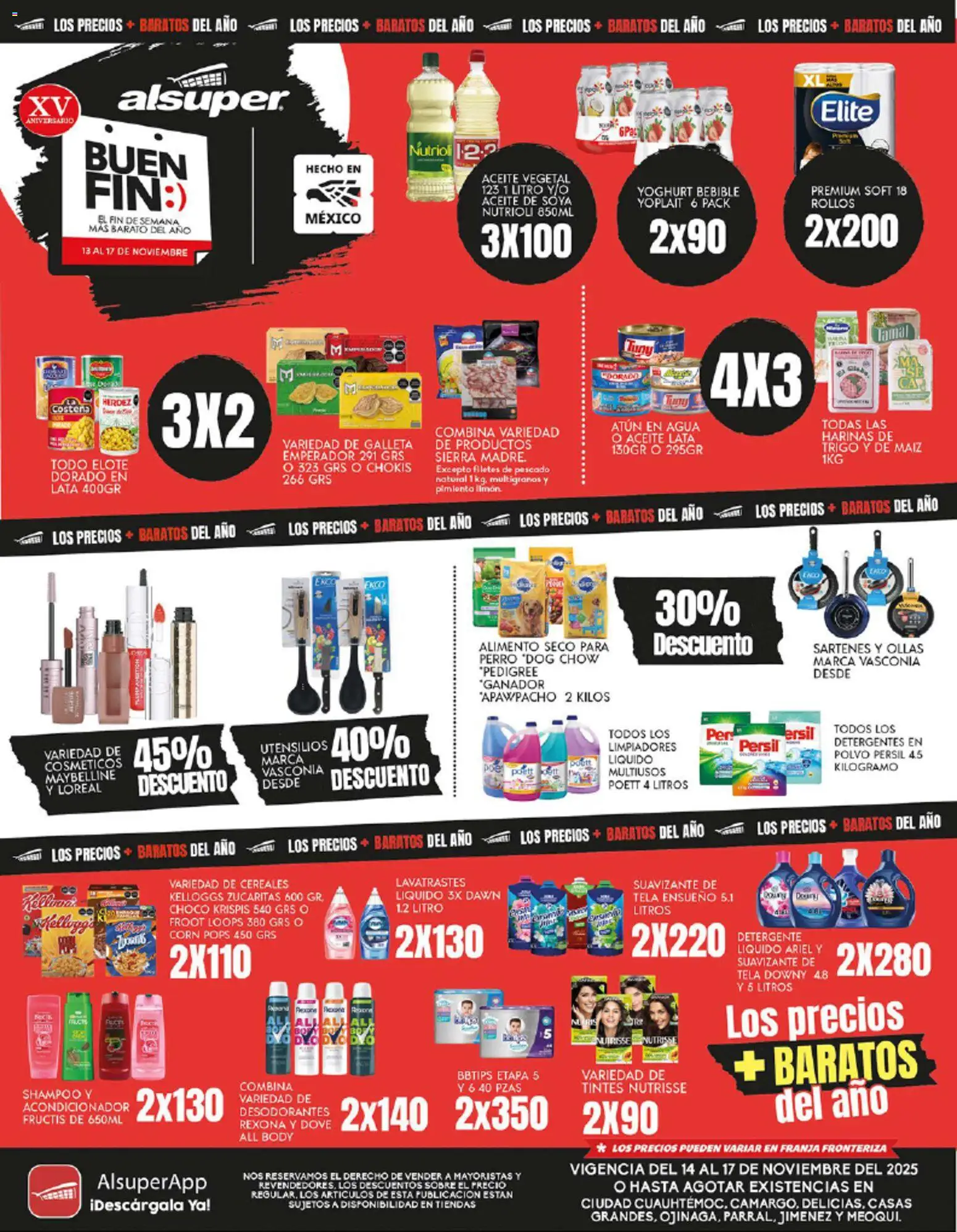 Vista previa las ofertas de la tienda Alsuper - Folleto Chihuahua Estado desde el 14/11/2025 - Té, Shampoo, Aceite, Atún, Detergente, Aceite vegetal, Polvo, Detergente líquido