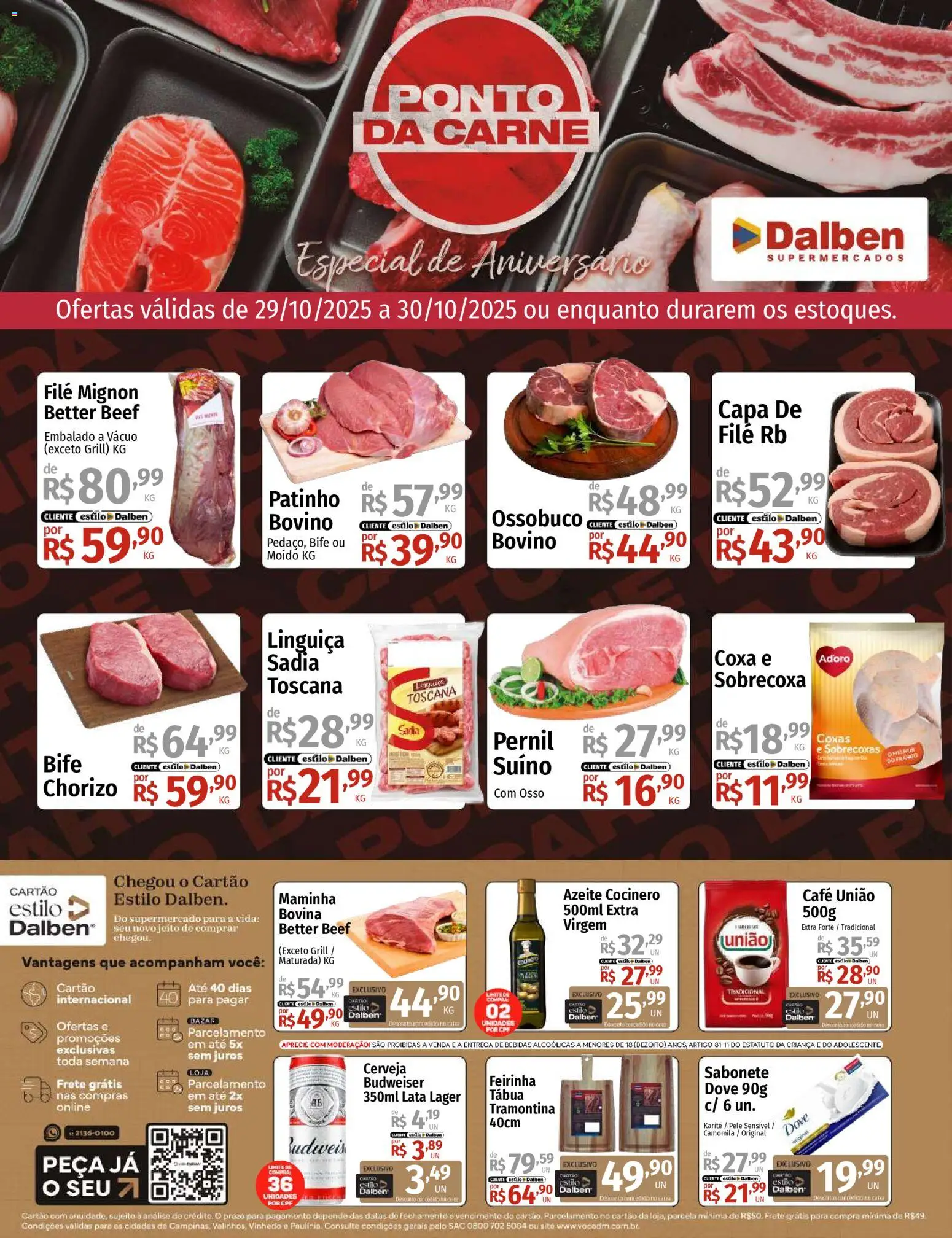 Pré-Visualização do folheto "Ofertas Ponto da Carne" da loja Supermercado Dalben válido a partir de 29/10/2025