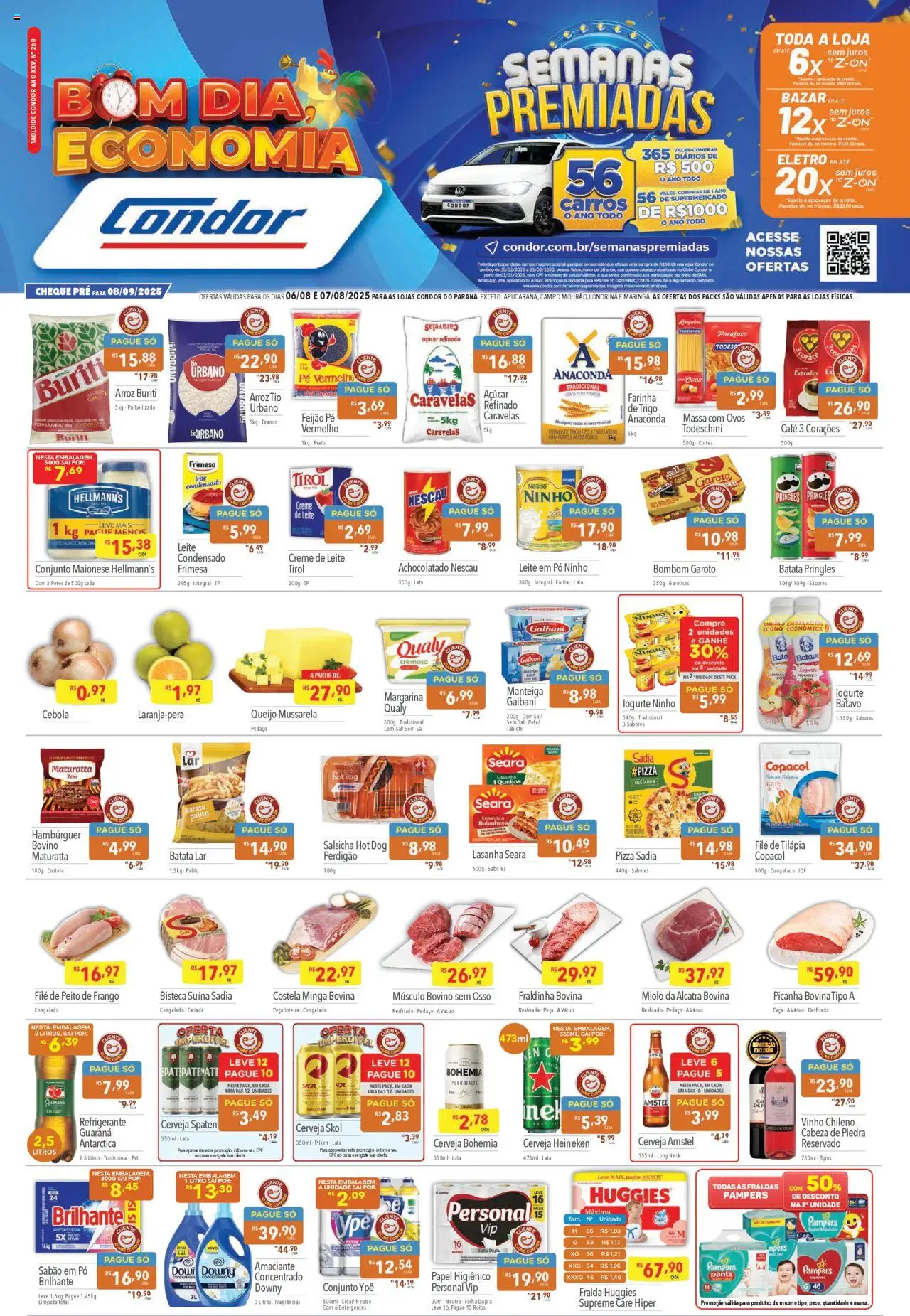 Supermercados Condor folheto "Ofertas Bom Dia Economia" válido a partir de 06/08/2025 - número de página 1