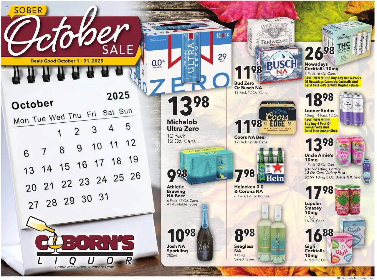 Coborn's Sober October Sale from 10/01/2025 - Flyer - Page number 1 - Beer, Cocktails, Heineken
