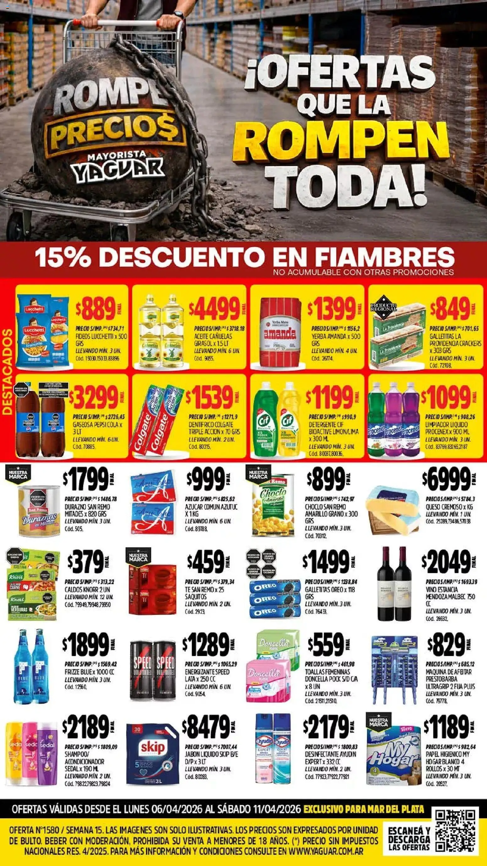 Vista previa del folleto de la tienda Yaguar válido desde el 06/04/2026 - Yerba, Galletitas, Durazno, Duraznos, Jabón, Jabón líquido, Detergente, Desinfectante