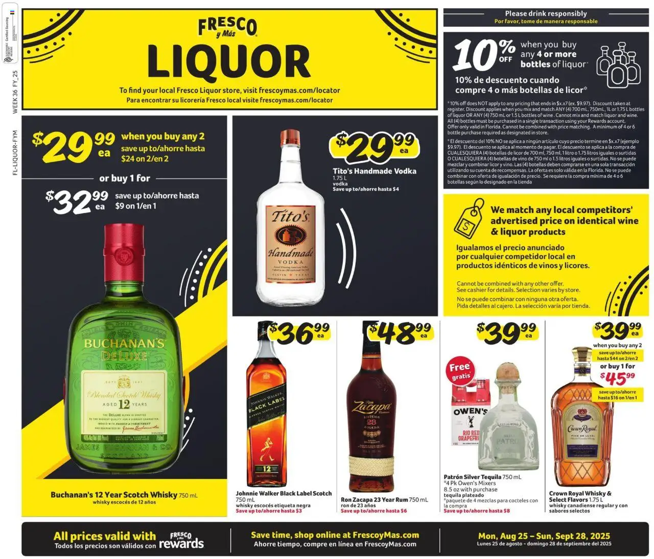 Fresco y Más Alcohol Flyer from 08/25/2025 - Flyer - Page number 1