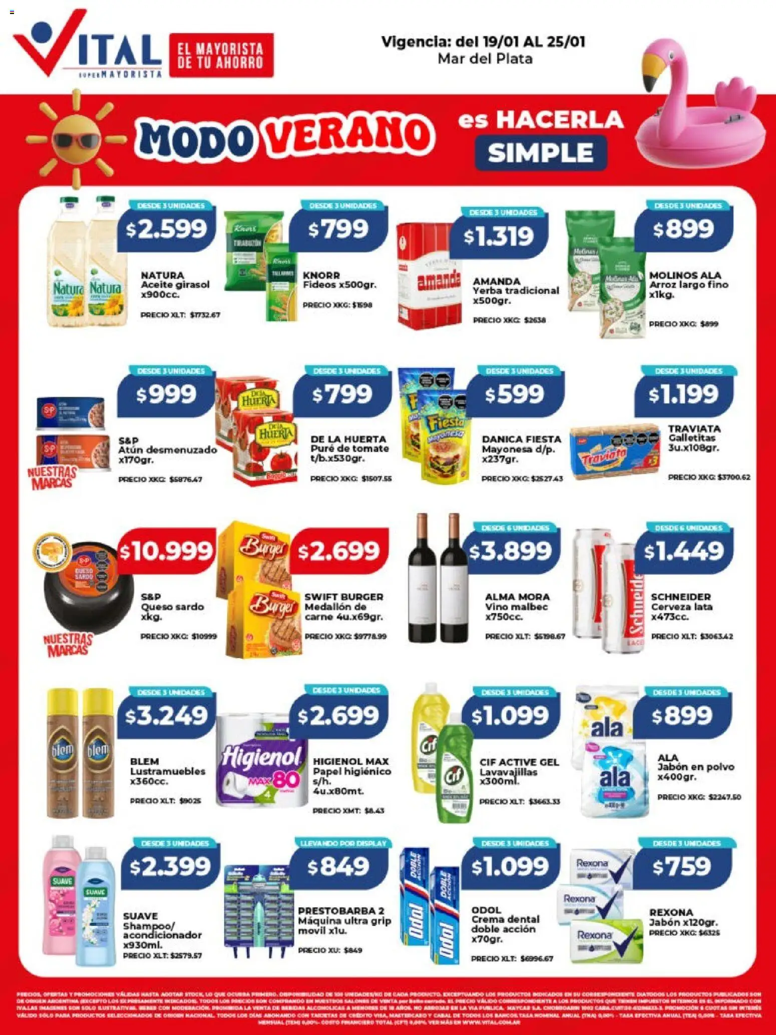 Vista previa del folleto de la tienda Vital válido desde el 19/01/2026 - Cerveza, Vino, Yerba, Atún, Crema, Papel higiénico, Pure de Tomate, Jabón en polvo