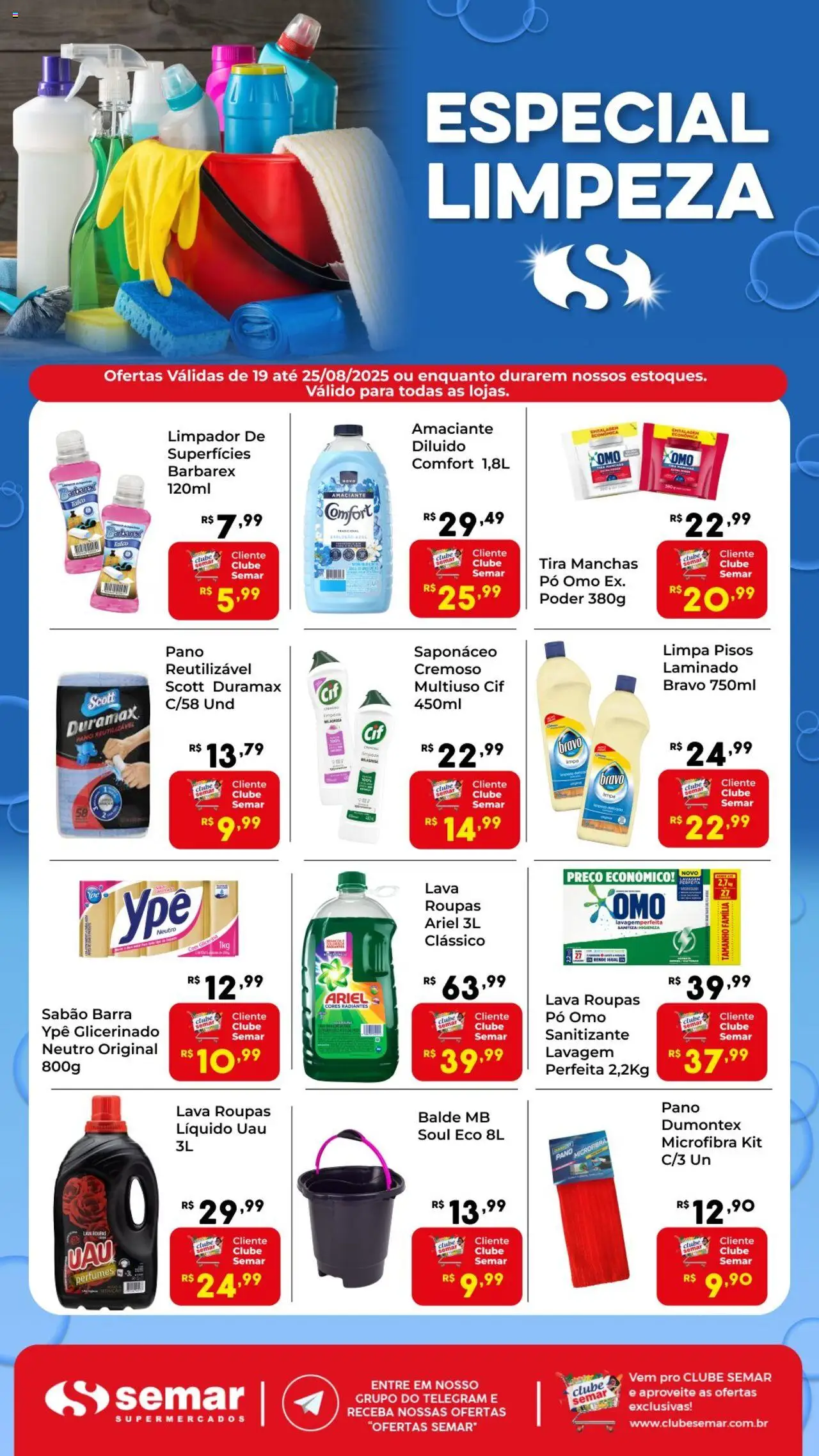 Semar Supermercado folheto "Ofertas Especial Limpeza" válido a partir de 19/08/2025 - número de página 1
