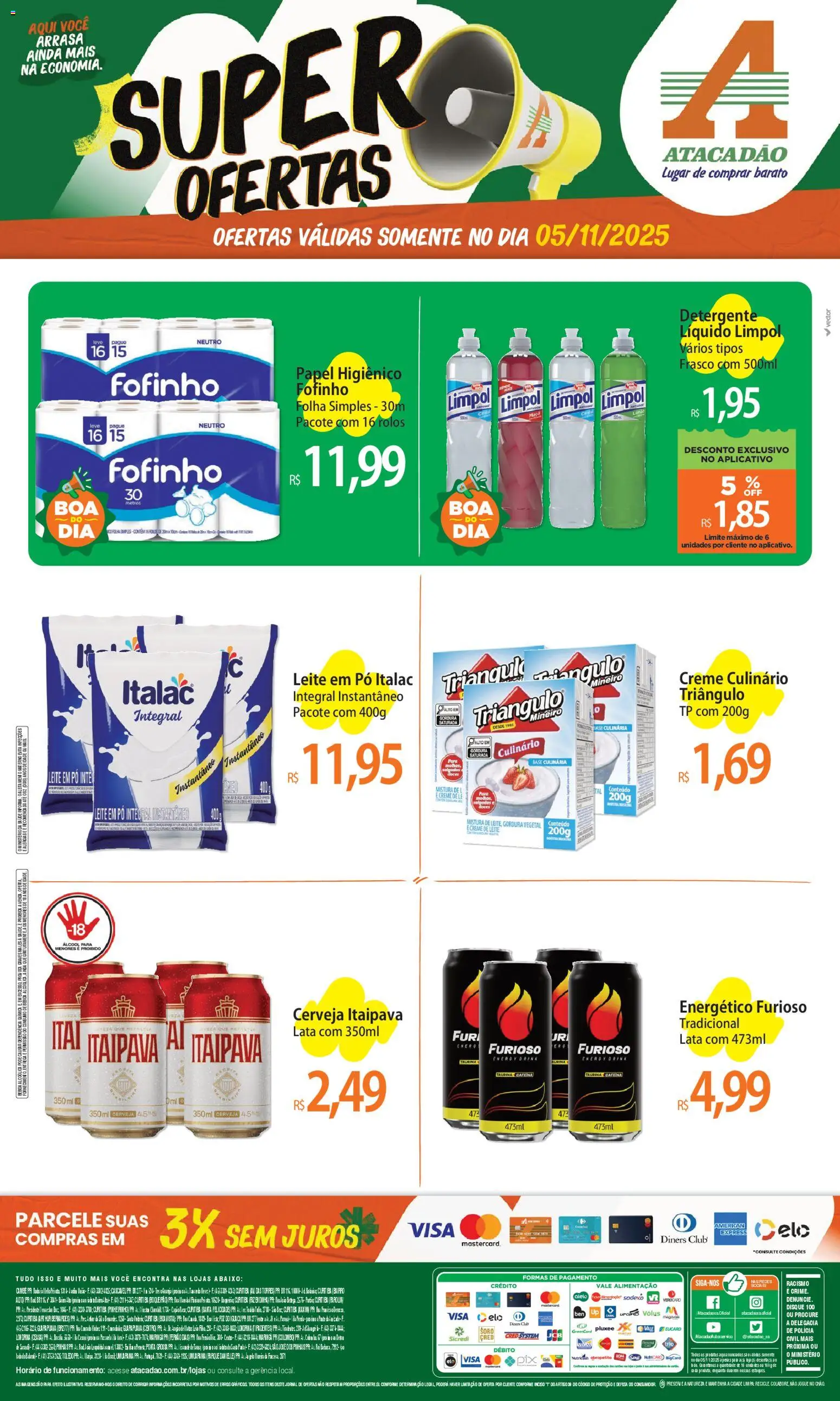 Pré-Visualização do folheto "Ofertas - PR" da loja Atacadão válido a partir de 05/11/2025