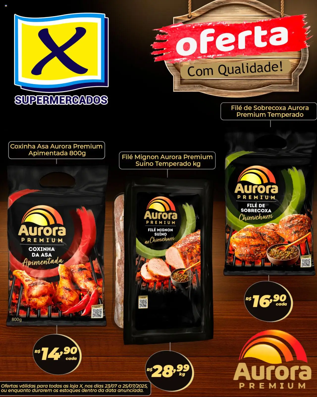 X Supermercados folheto "Ofertas Aurora Premium" válido a partir de 23/07/2025 - número de página 1 - Filé mignon suíno, Filé mignon