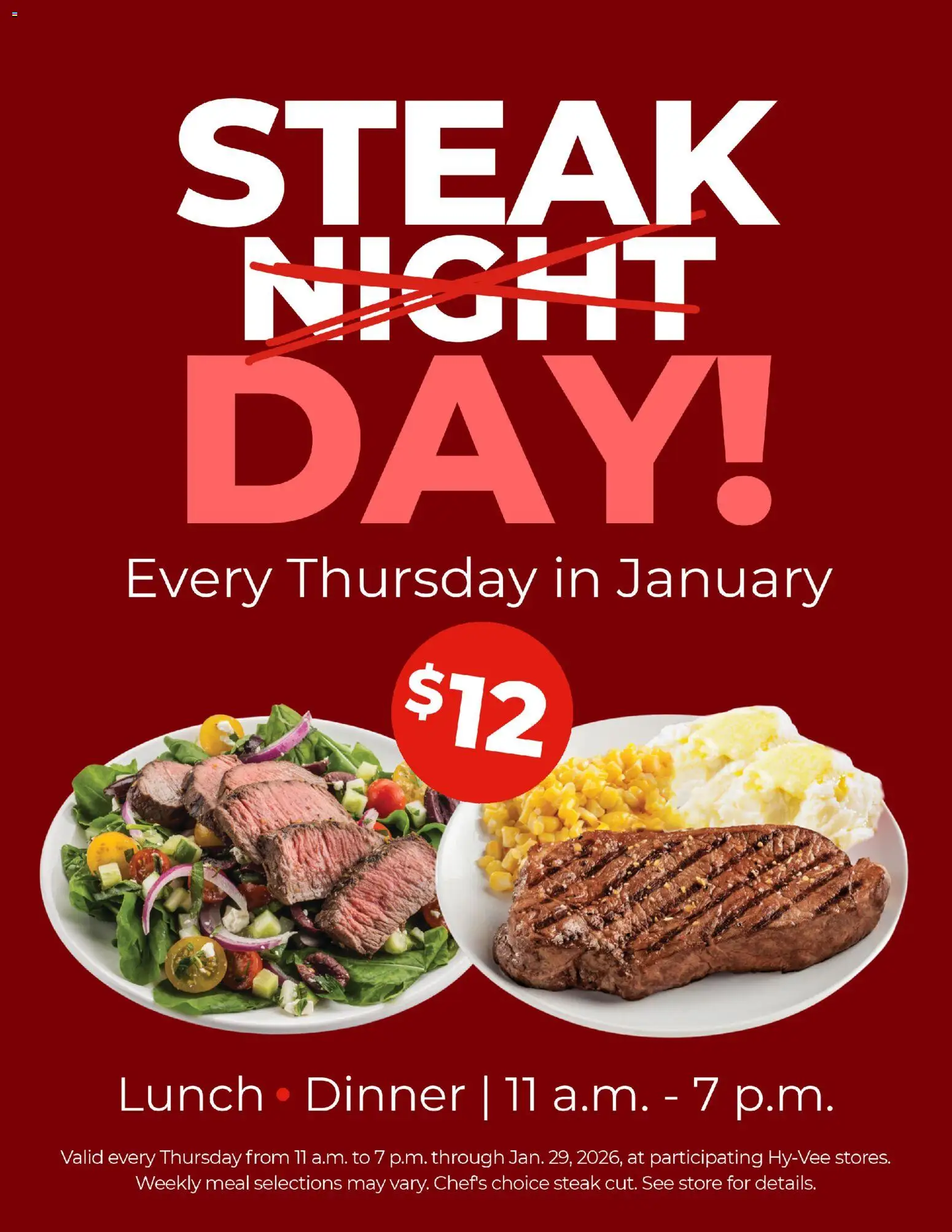 Ad Preview of HyVee Steak Day from 01/01/2026 - Steak