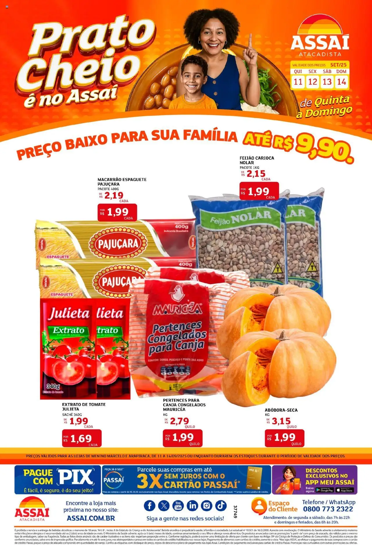 Assaí Atacadista folheto "Encarte - AL" válido a partir de 12/09/2025 - número de página 1 - Macarrão, Bebidas, Bebida, Feijão, Tomate, Baixo, Espaguete, Extrato de tomate