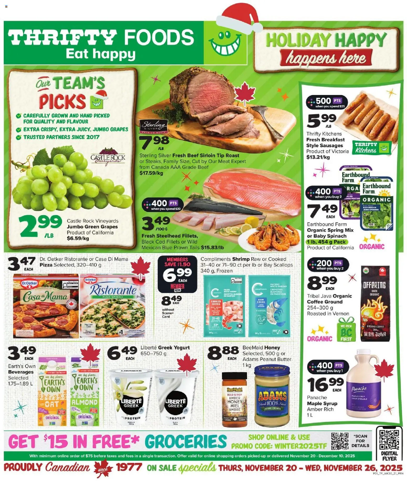 Preview of leaflet Weekly flyer / circulaire from shop Thrifty Foods is valid from Nov 20, 2025
