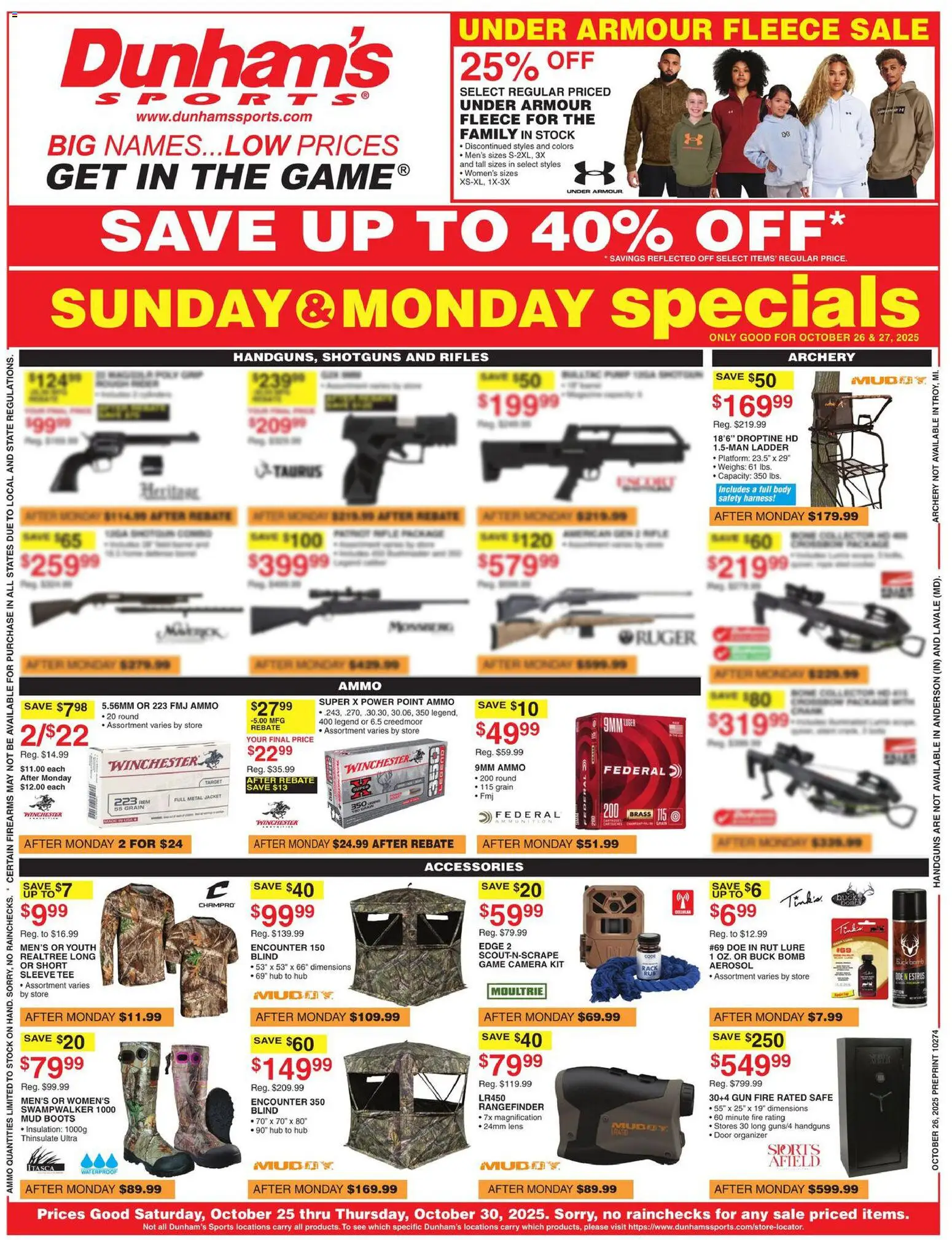 Dunham's Sports Weekly Ad from 10/25/2025 - Flyer - Page number 1
