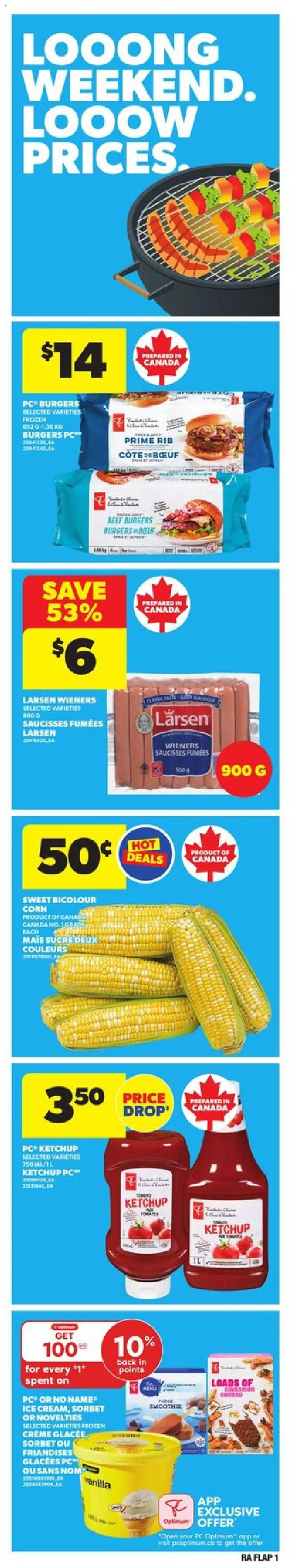 Atlantic Superstore flyer valid from Jul 31, 2025 - page number 1 - Burgers, Smoothie, PC, Ice, Beef, Corn, Vanilla, Ketchup
