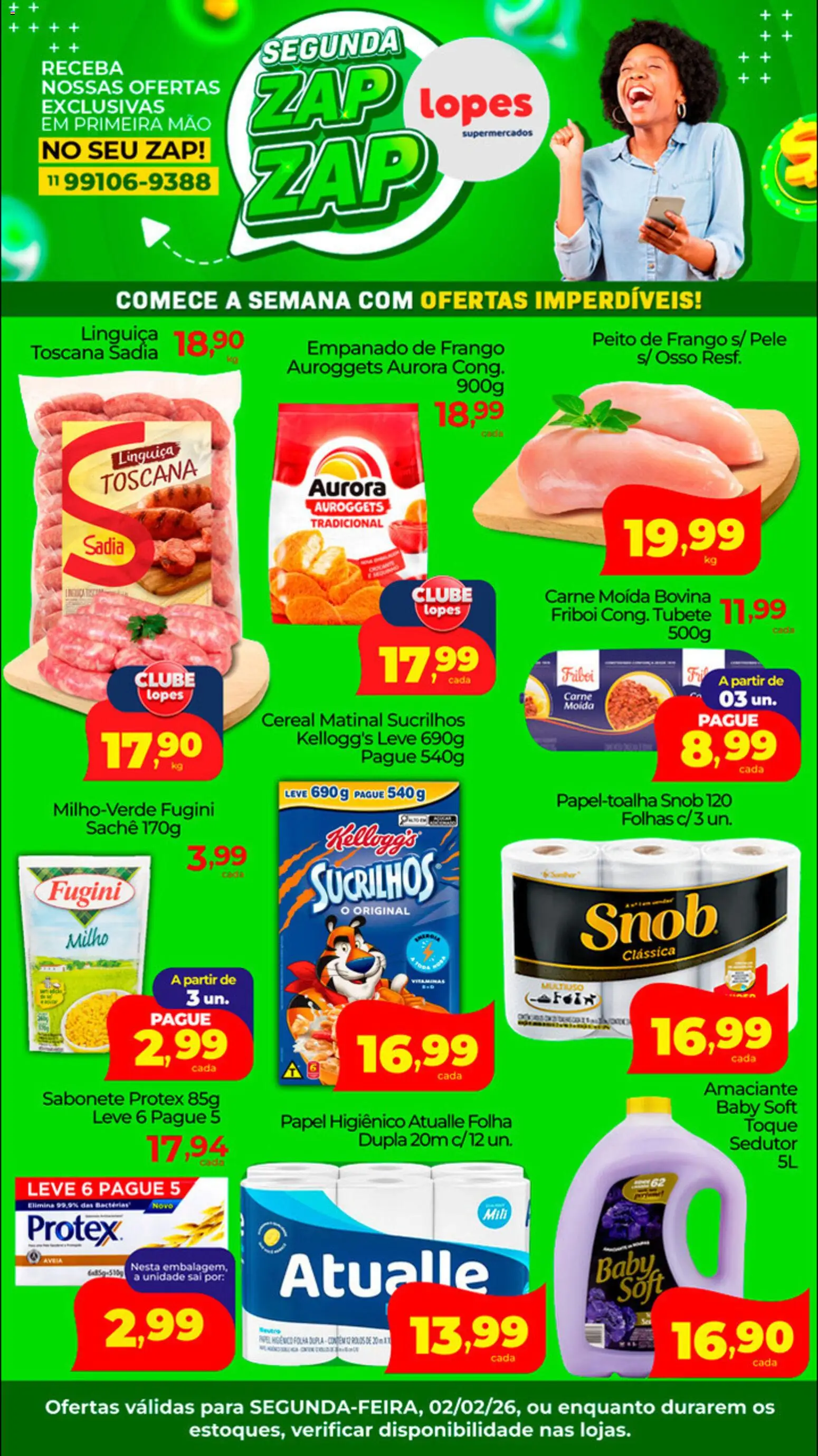 Pré-Visualização do folheto "Ofertas do Dia" da loja Lopes Supermercados válido a partir de 02/02/2026