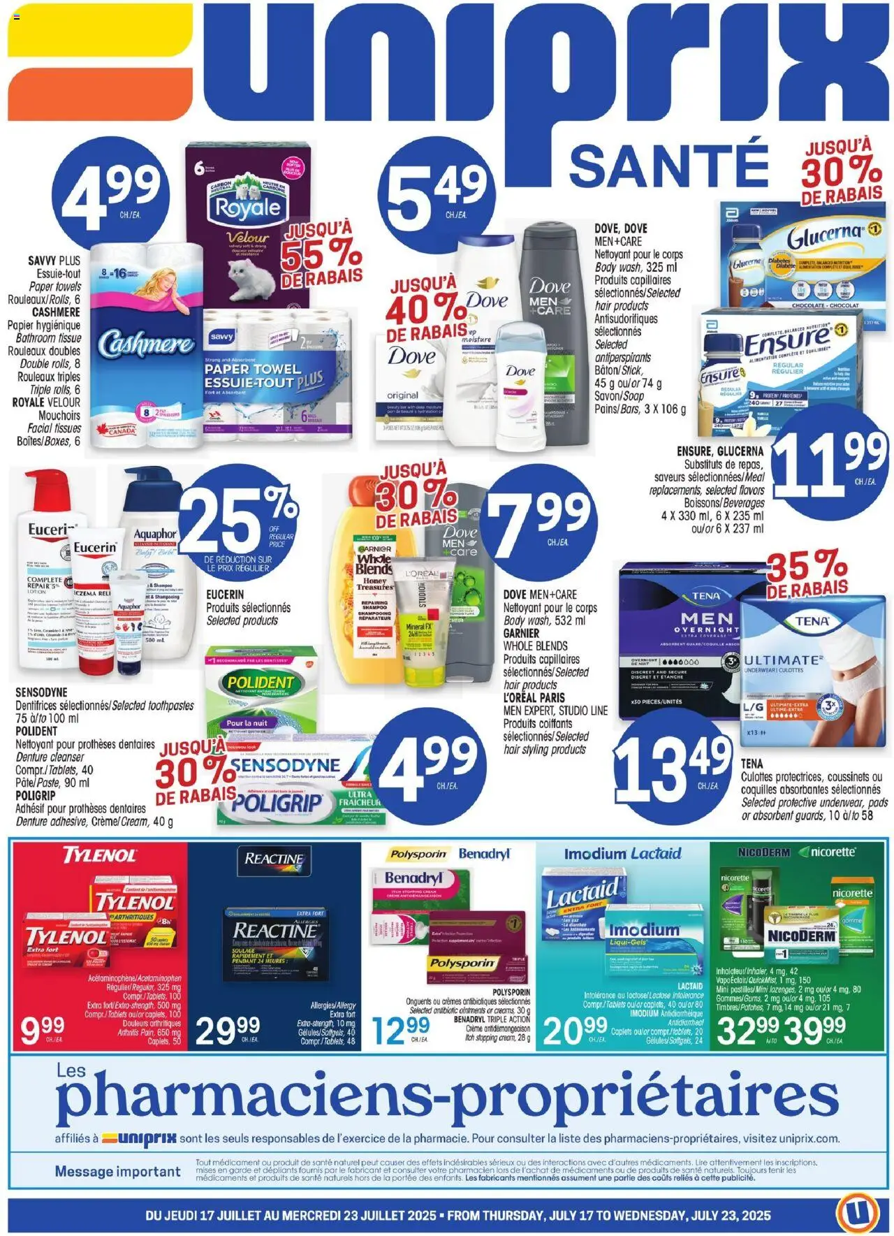 Uniprix flyer valid from Jul 17, 2025 - page number 1